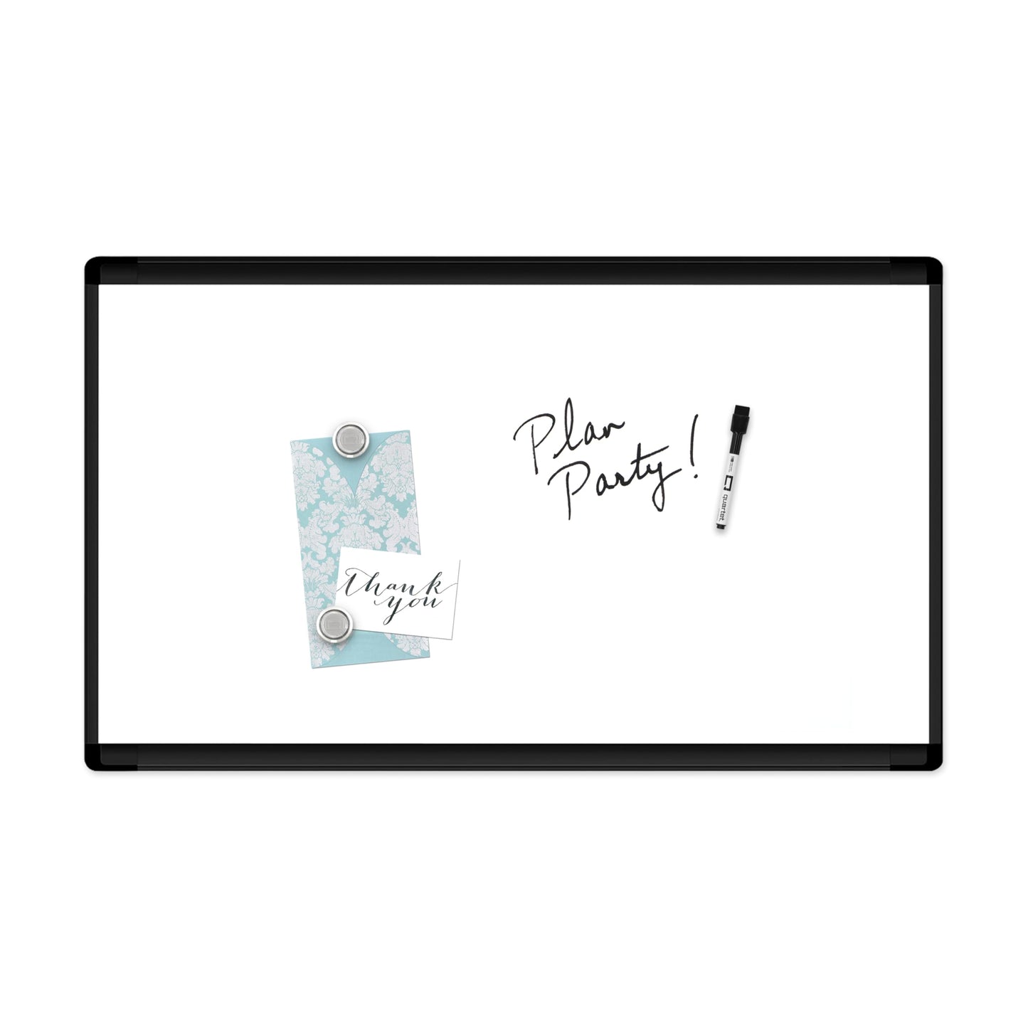 Quartet Wide-Format Magnetic Dry-Erase Board, Black Frame, Includes Mounting Hardware, 30” x 18” (6447448101)