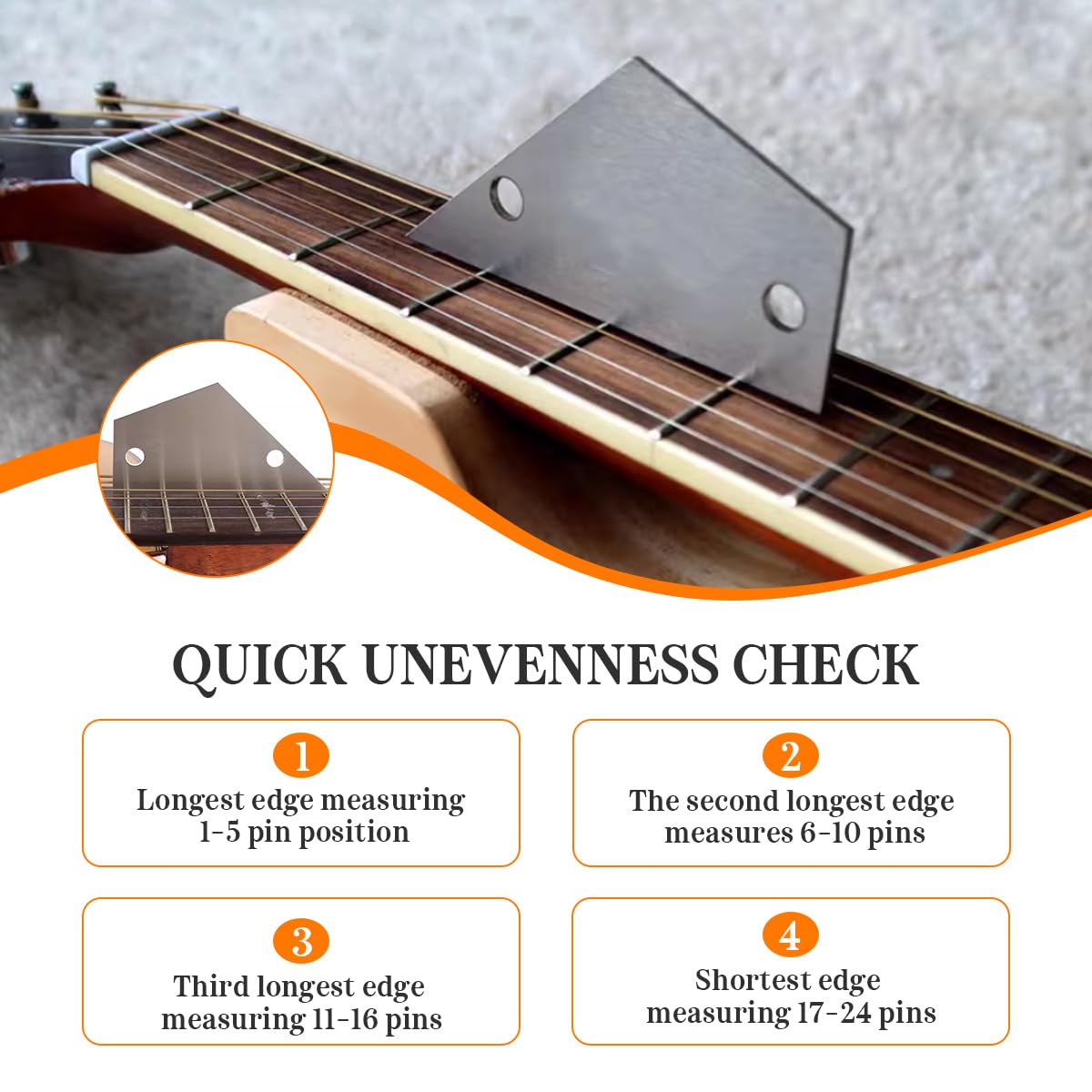 Guitar Neck Notched Straight Edge Luthiers Tool with Guitar Fret File, Fret Rocker, Fingerboard Guards Protectors and Grinding Stones for Gibson 24.75" and Fender 25.5" Electric Guitars