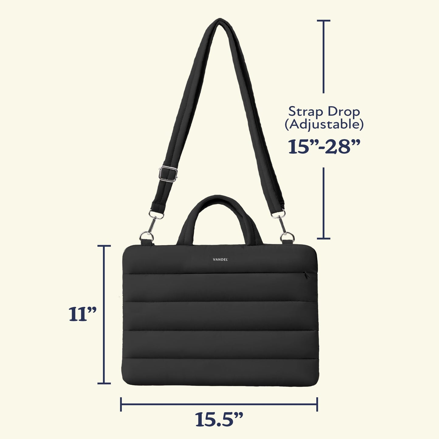 VANDEL 15-16 inch Laptop Carrying Case Sleeve with Strap, Shoulder Bag with Handle, 15 in Laptop Bag for Women, Carrying Case, Lap top Messenger Carrier