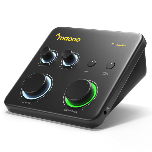 MAONO USB Audio Interface for PC: Interface with XLR Input 24-bit/192kHz Routing Software LOOPBACK ASIO Driver for Recording Music, Home-Studio, Guitar, Podcast, Streaming, DAW(PS22 Lite Black)