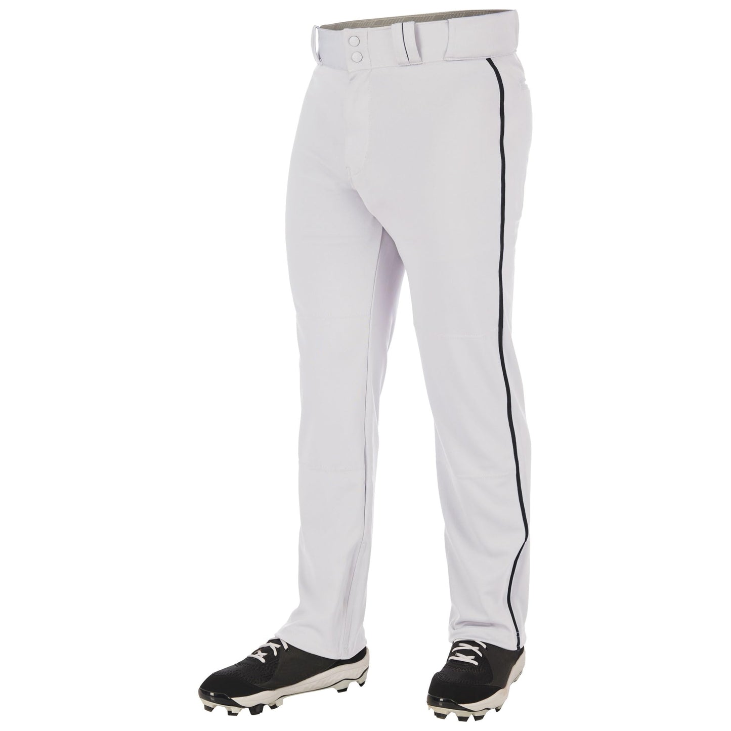 CHAMPRO Men's Triple Crown 2.0 Open Bottom Baseball Pants with Braid White, Black