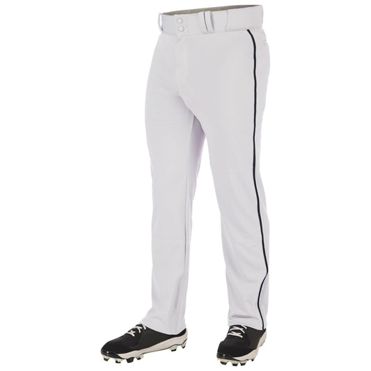 CHAMPRO Men's Triple Crown 2.0 Open Bottom Baseball Pants with Braid White, Black