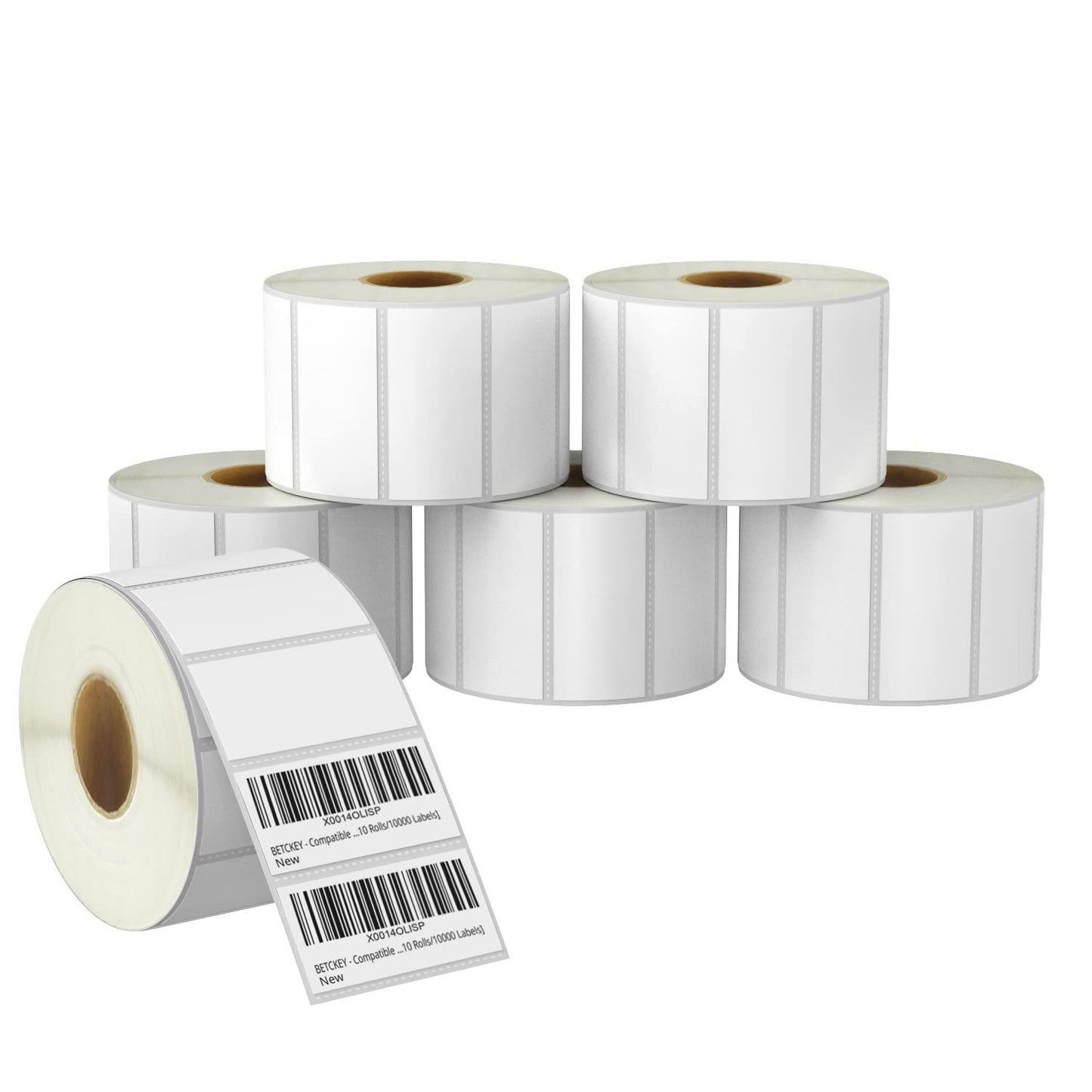 BETCKEY - 2.25" x 1" (57 mm x 25 mm) File Folder & Multipurpose Labels Compatible with Zebra & Rollo Label Printer,Premium Adhesive & Perforated [6 Rolls, 9000 Labels]