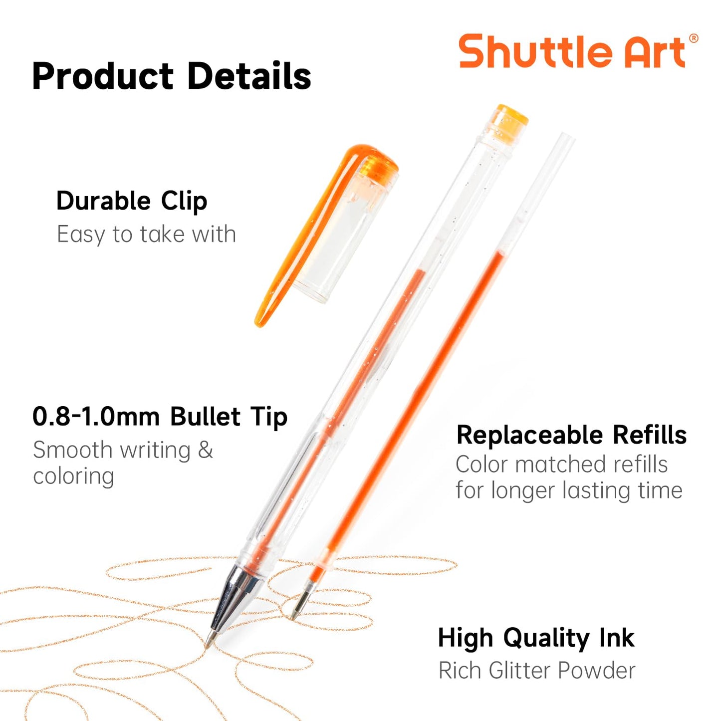 Shuttle Art 240 Pack Glitter Gel Pens, 120 Colors Glitter Gel Pen Set with 120 Refills for Adult Coloring Books Craft Doodling