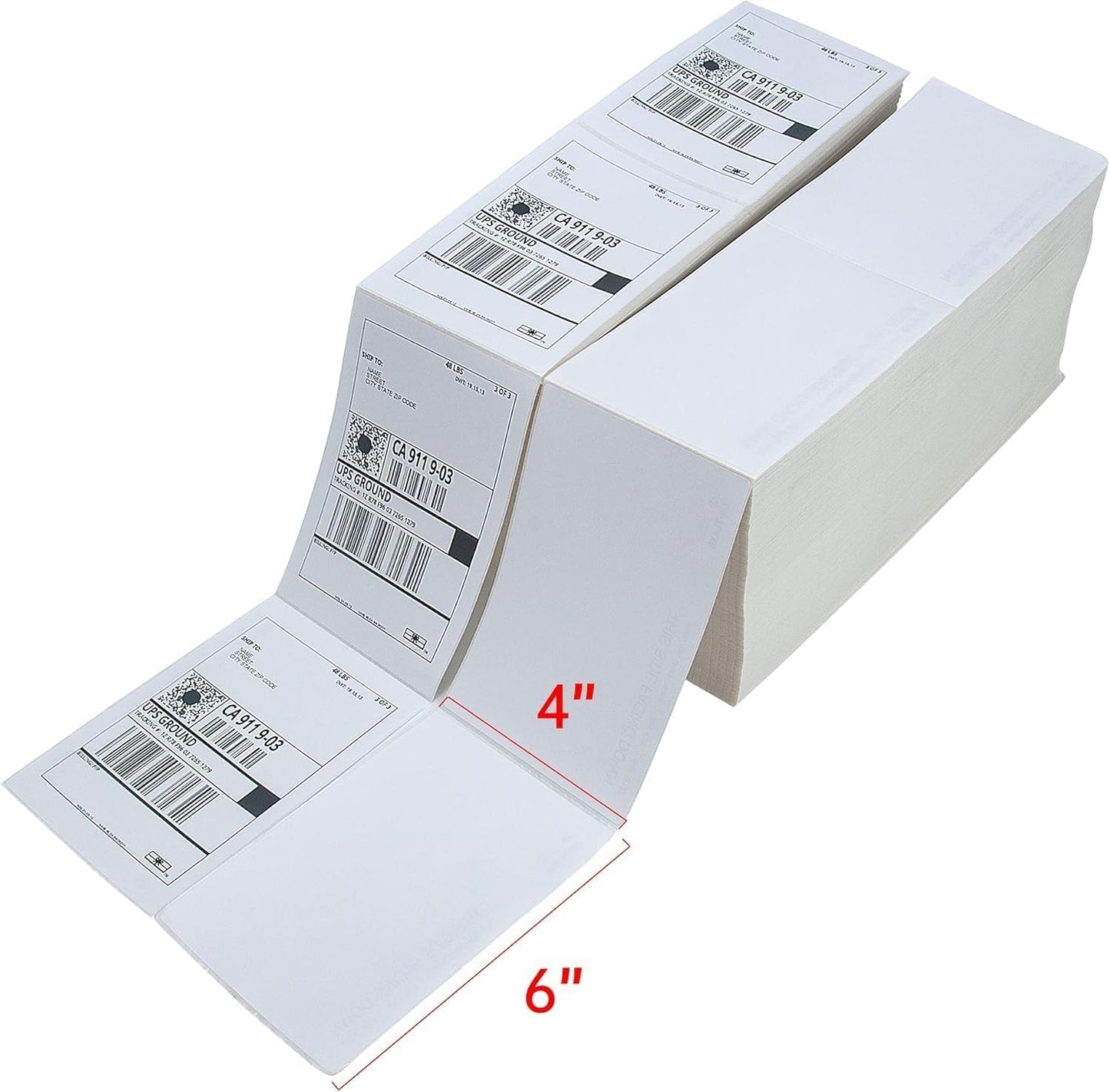 L LIKED 4000 Fanfold 4" x 6" Direct Thermal Shipping Labels, with Perforated Line for Thermal Printers - Compatible with Zebra & Rollo Printer