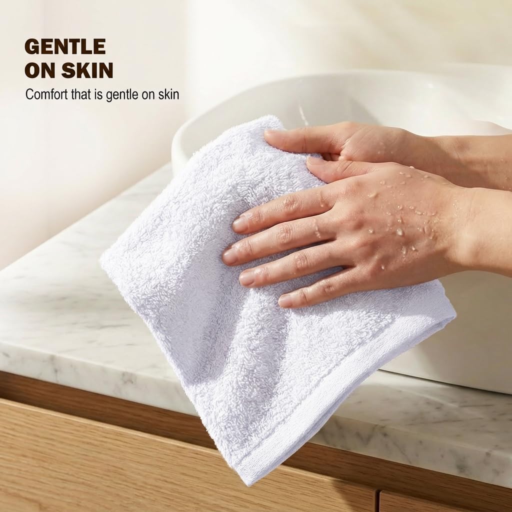 Utopia Towels - Cotton Washcloths Set - 100% Ring Spun Cotton, Premium Quality Flannel Face Cloths, Highly Absorbent and Soft Feel Fingertip Towels (60 Pack, White)