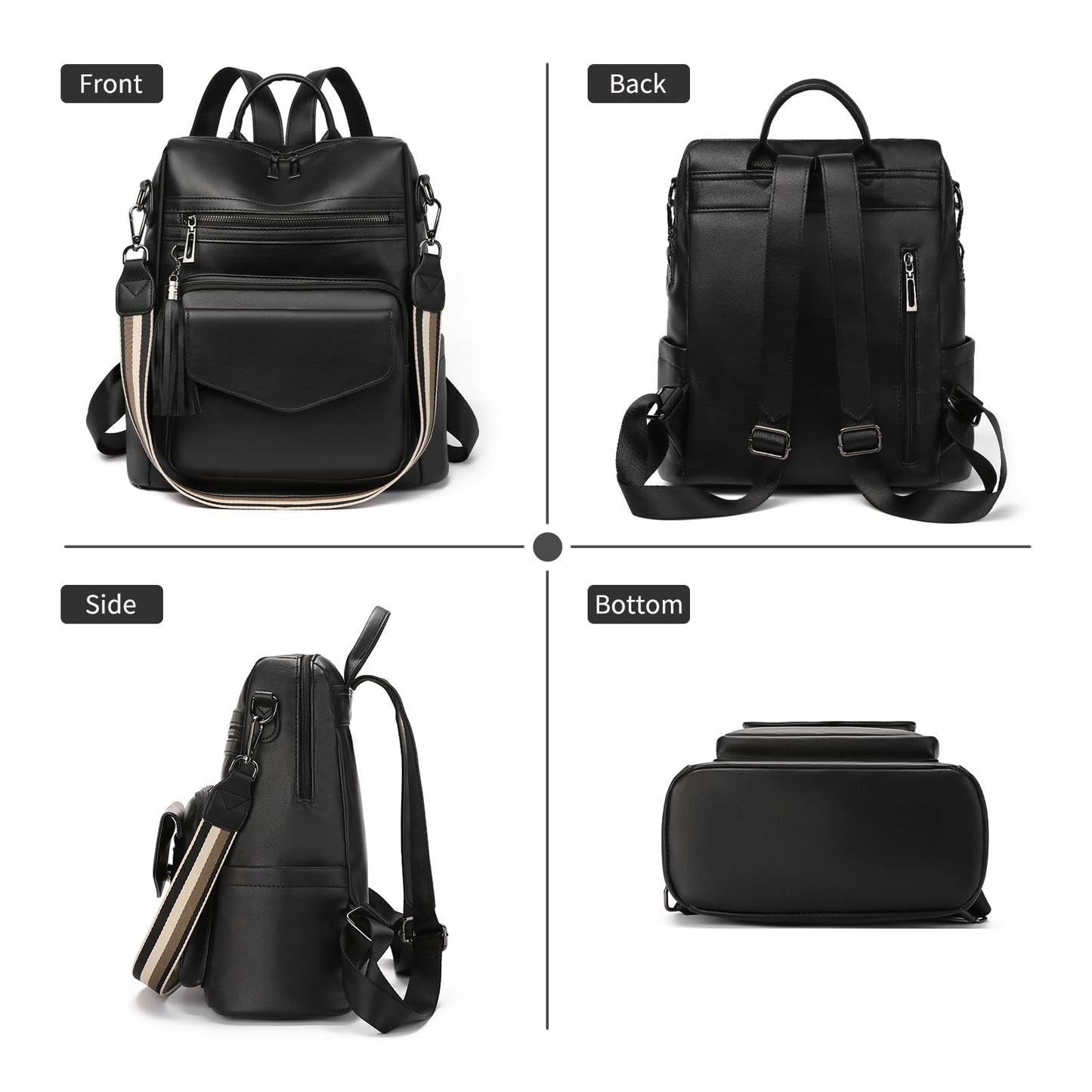 GAEKEAO Backpack Purse for Women Fashion Leather Designer Travel Backpack Purses Convertible Shoulder Bag with Wristlet