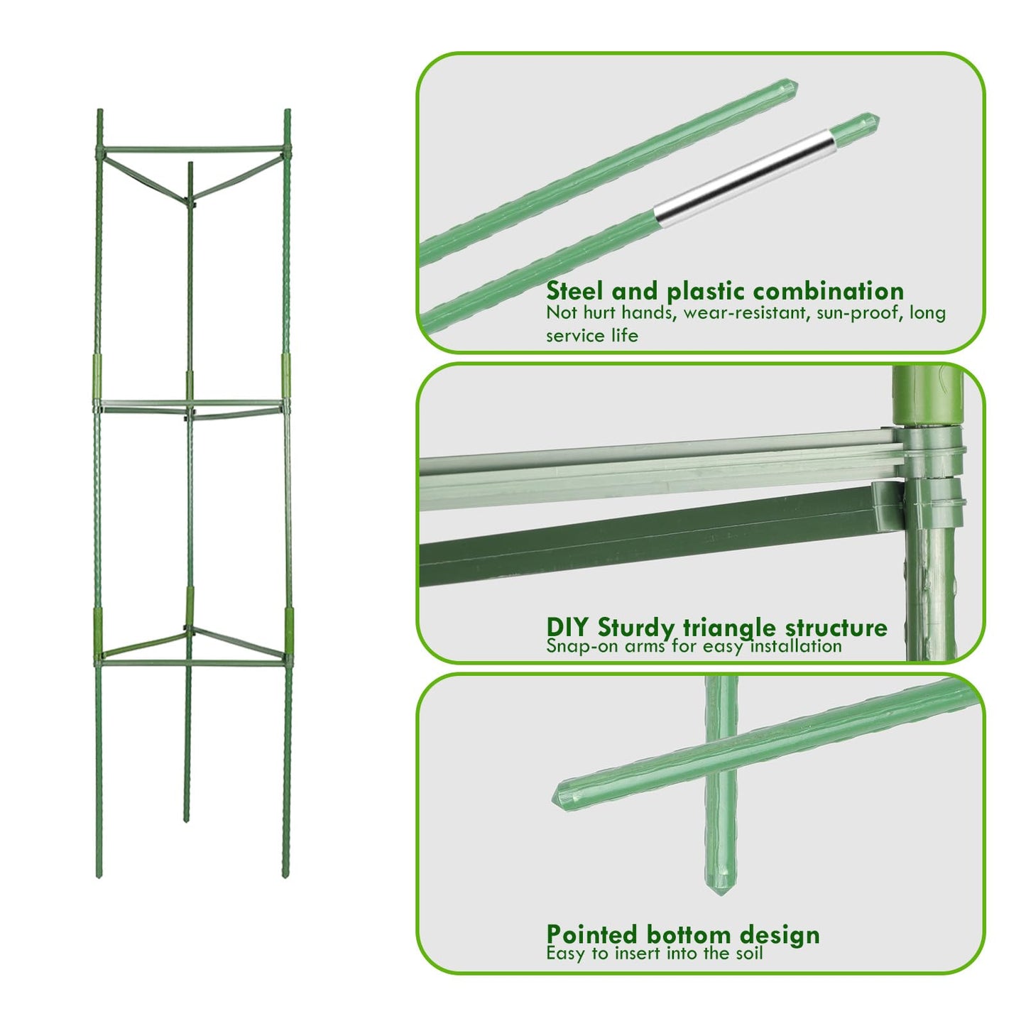 flowlamp Tomato Cages Supports, 4 Pack Plant Support Deformable Assembled Cucumber Trellis, Up to 48IN Multi-Functional Tomatoes Cage Garden Trellis for Climbing Plants Outdoor