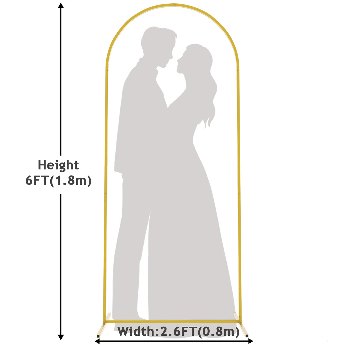 Putros Metal Arch Stand 6FT Gold Wedding Balloon Arched Backdrop Stand Square Arch Frame for Birthday Party Bridal Baby Shower Ceremony Decoration