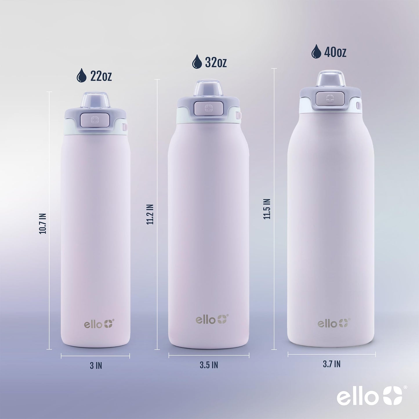 Ello Pop & Fill 22oz Stainless Steel Water Bottle with QuickFill Technology, Double Walled and Vacuum Insulated Metal, Leak Proof Locking Lid, Sip and Chug, Reusable, BPA Free, Aurora