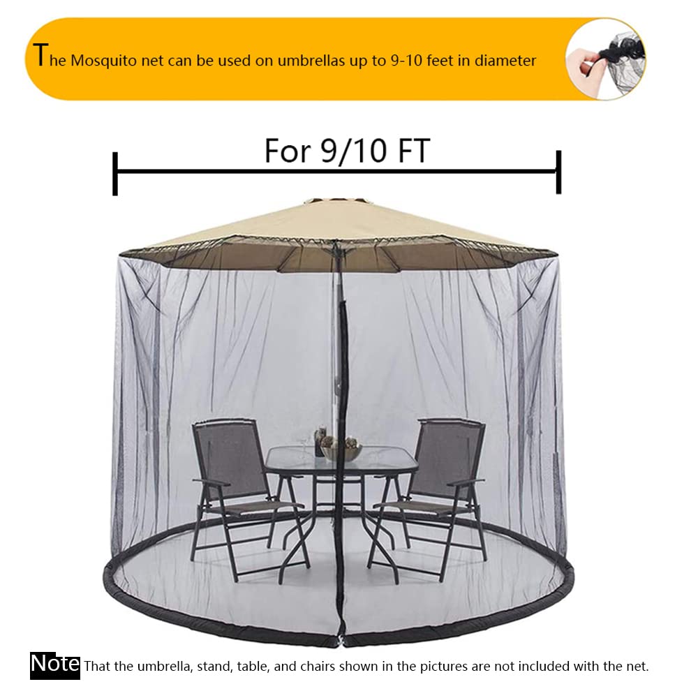 Tiimmgaal 10FT Mosquito Net for Patio Umbrella Outdoors Screen Polyester Hanging Tent （Mosquito Net Only） (10FT)
