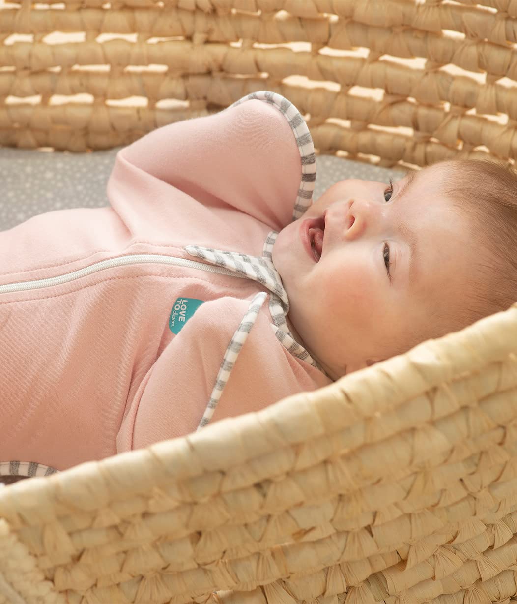 Love to Dream Swaddle UP, Baby Sleep Sack, Swaddle Up Self-Soothing Swaddles for Newborns, Get Longer Sleep, Snug Fit Helps Calm Startle Reflex, 1.0 TOG Sleep Sack, 3.5-6kg, Dusty Pink