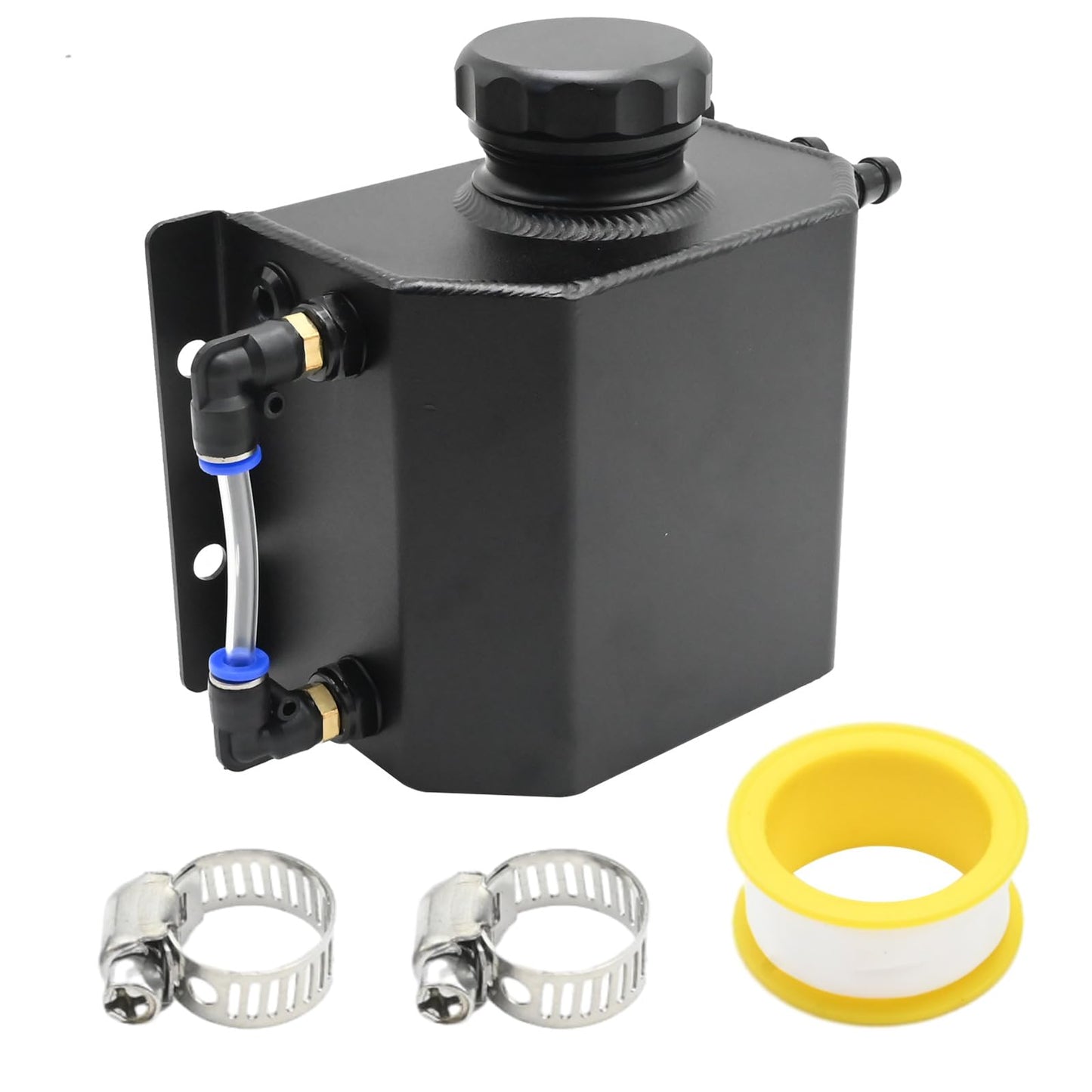 Vkinman 1L 1PC Overflow Tank, Coolant Radiator Expansion Tank, Reservoir Expansion, Universal, Replacement for Most Vehicles, Aluminum, Black