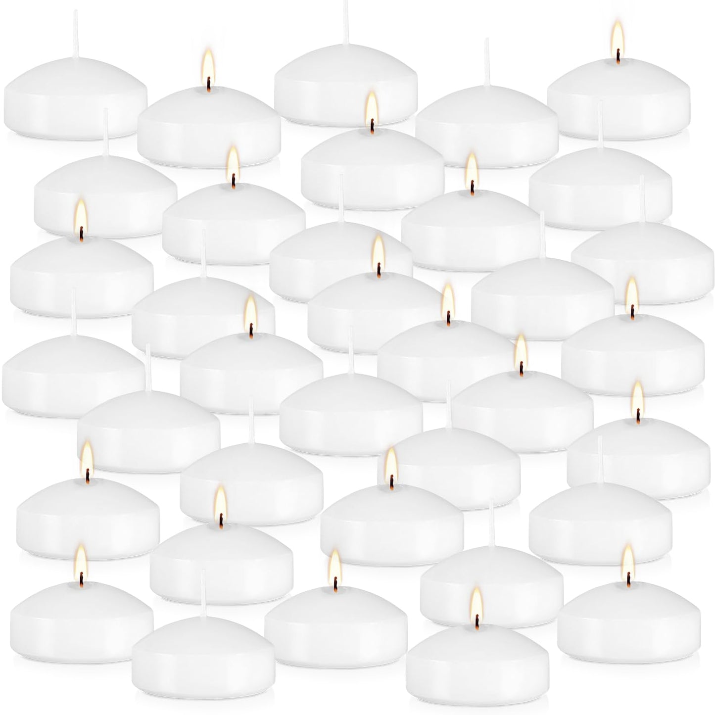 36 Pcs Floating Candles Centerpieces, 3 Inch White Smoke-Free and odorless, Burning continuously for 8-10 Hours, Suitable for Valentine's Day, Thanksgiving, Wedding, Holiday, Parties and Home Decor.