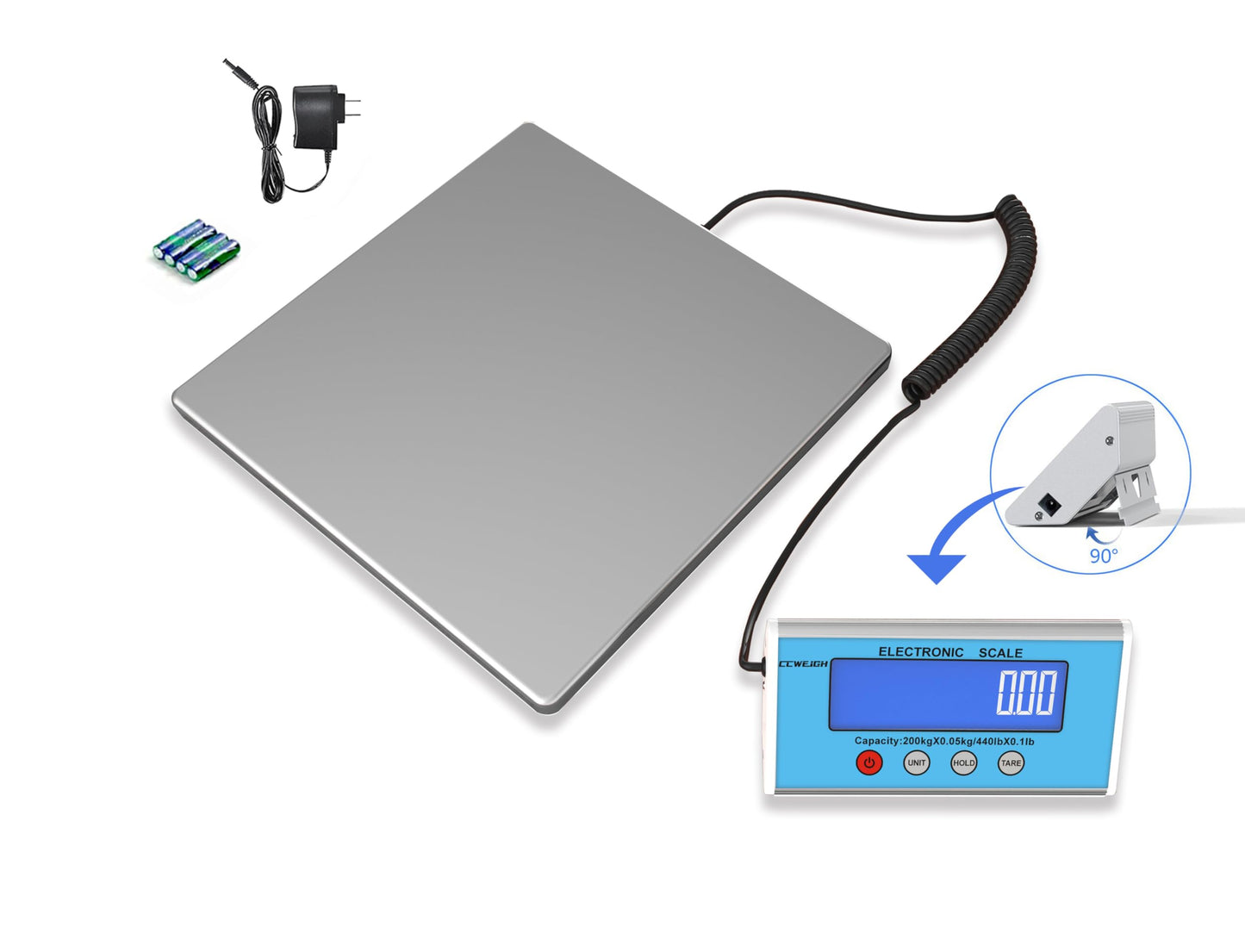 CCWEIGH Digital Shipping and Postal Weight Scale, 440 lbs x 1.76 oz, UPS USPS Post Office Scale