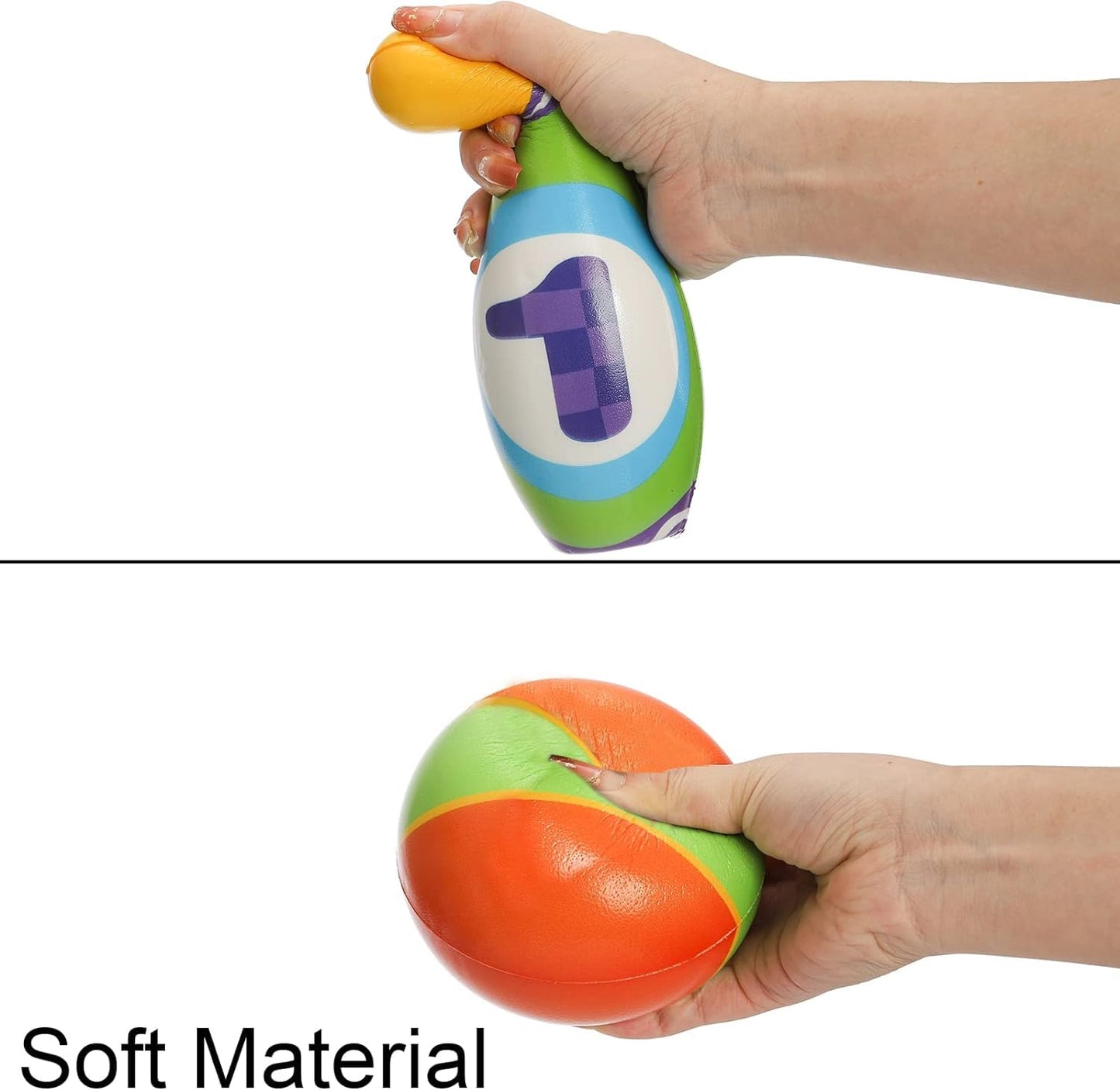 Coloch Kids Bowling Set, 10 Foam Pins and 2 Balls Indoor Toddler Bowling Game Educational Toy Game Printed with Numbers, Soft Colorful Play Game for Baby Age 3+, Boys and Girls, Birthday Gift