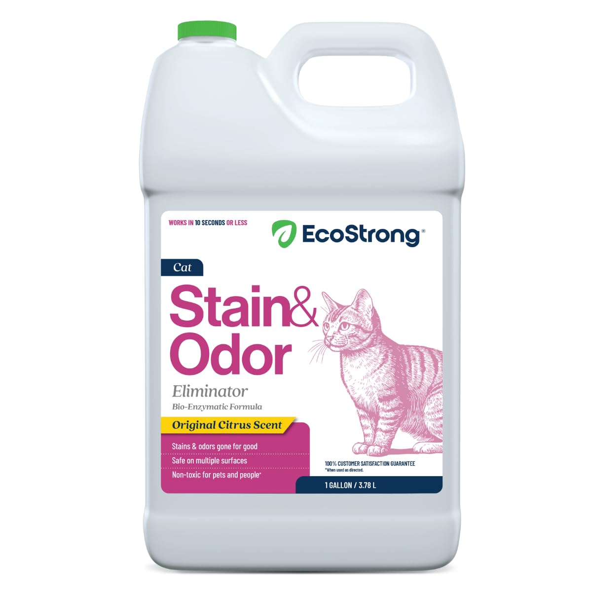 Cat Stain And Odor Remover | Enzyme Urine Odor Neutralizer - Stain Remover for Carpet, Litter Boxes, Bedding, and Laundry [Citrus Scent, 128 Oz]