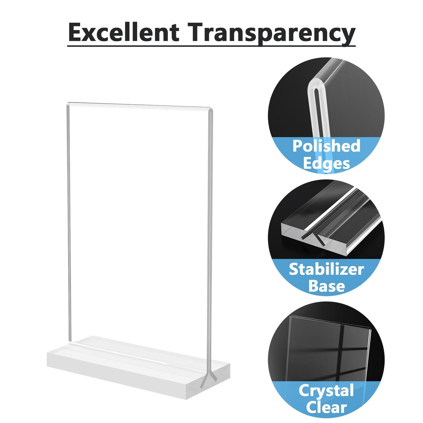 MaxGear 4x6 Acrylic Sign Holder 24 Pack, Double Sided Display Stand, Clear Paper Holder Picture Frame, Plastic Menu Holder Photo Frame Poster Stand for Stores, Restaurants, Hotels, Office