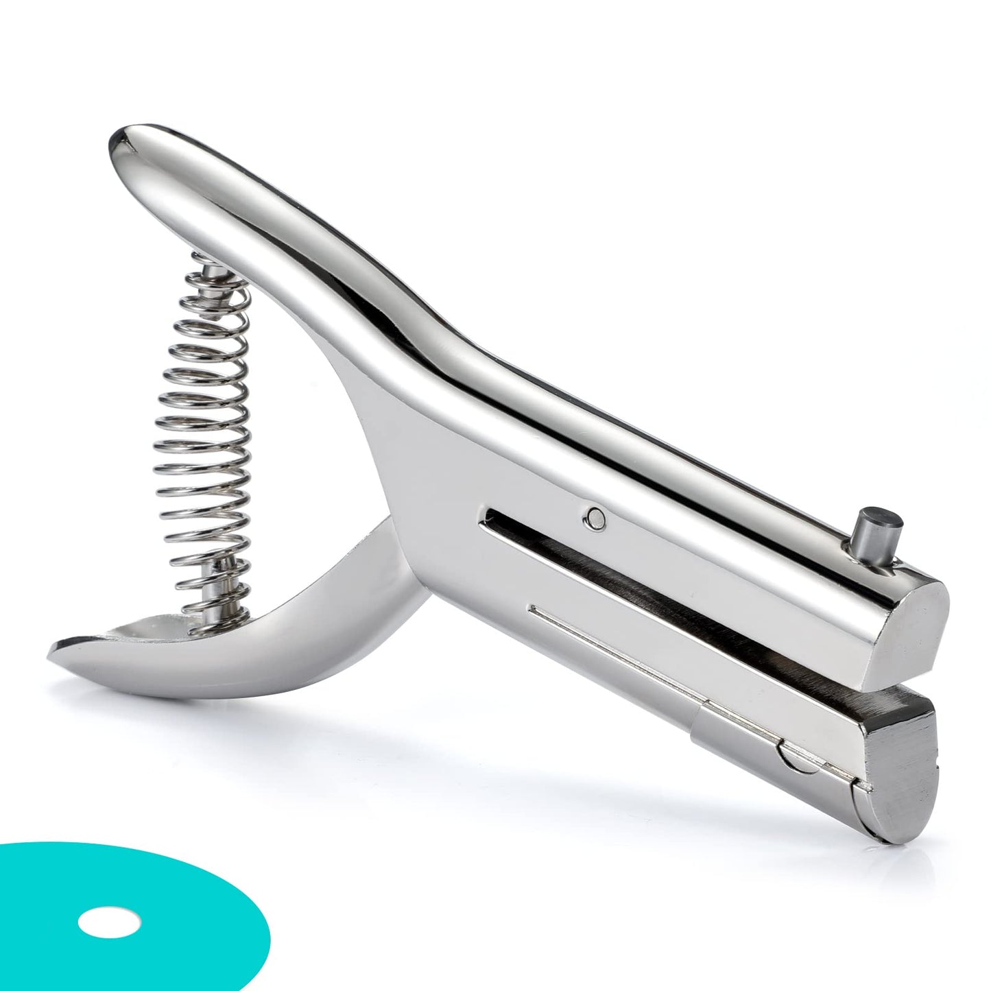 AGUZXTM 10MM Hole Punch,Single Hole Punch,Heavy Duty Hole Puncher Single,Paper Punch Portable Hand Held Long Hole Punch for Paper Cards Plastic Cardboard (3/10''-10MM Hole), Silver