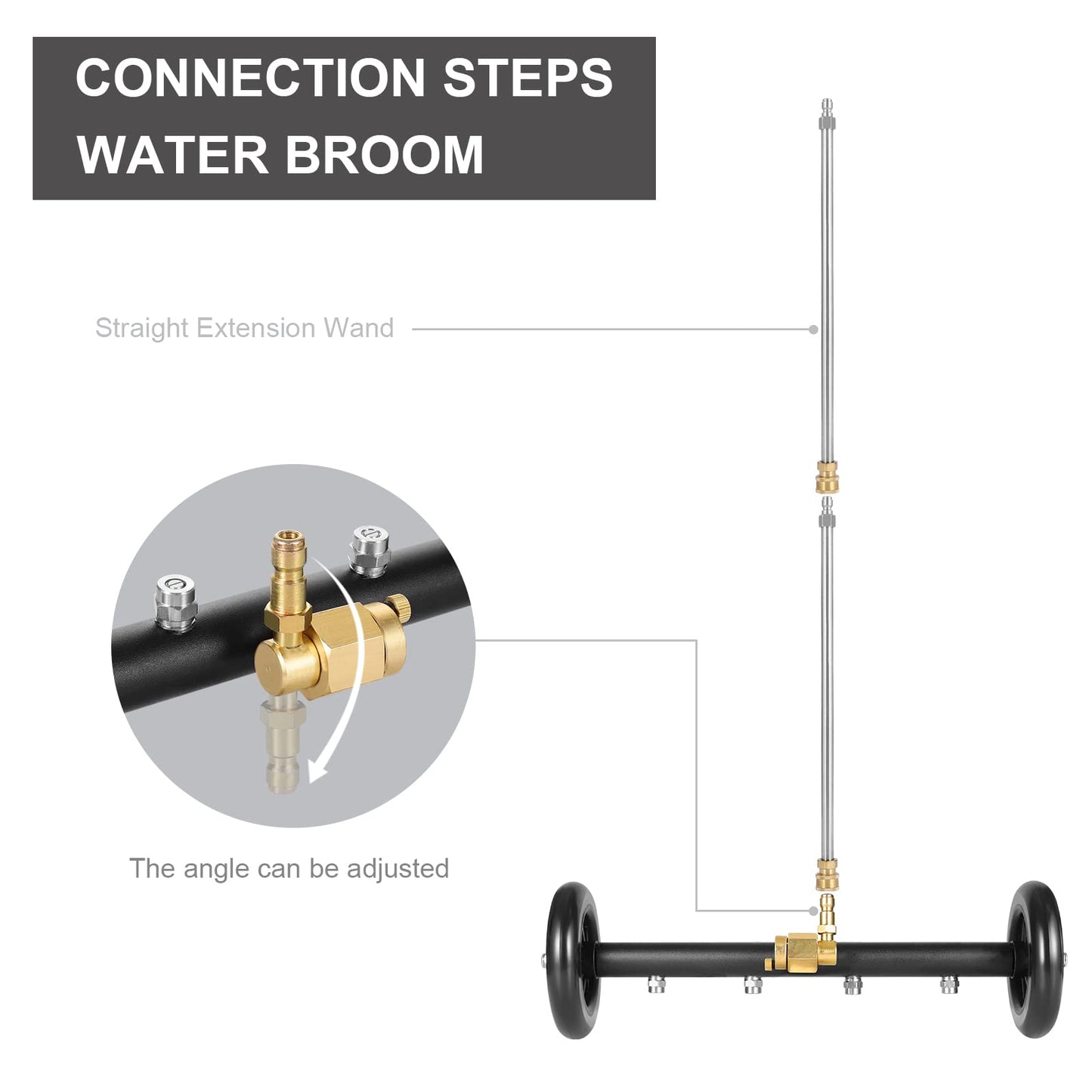 CREEXEON Dual-Function Undercarriage Cleaner,Surface Cleaner for Pressure Washer, 16 Inch, Underbody Car Washing Water Broom with 3 Pieces Extension Wand &Extra Wash Mitt, 1500 PSI-4000 PSI
