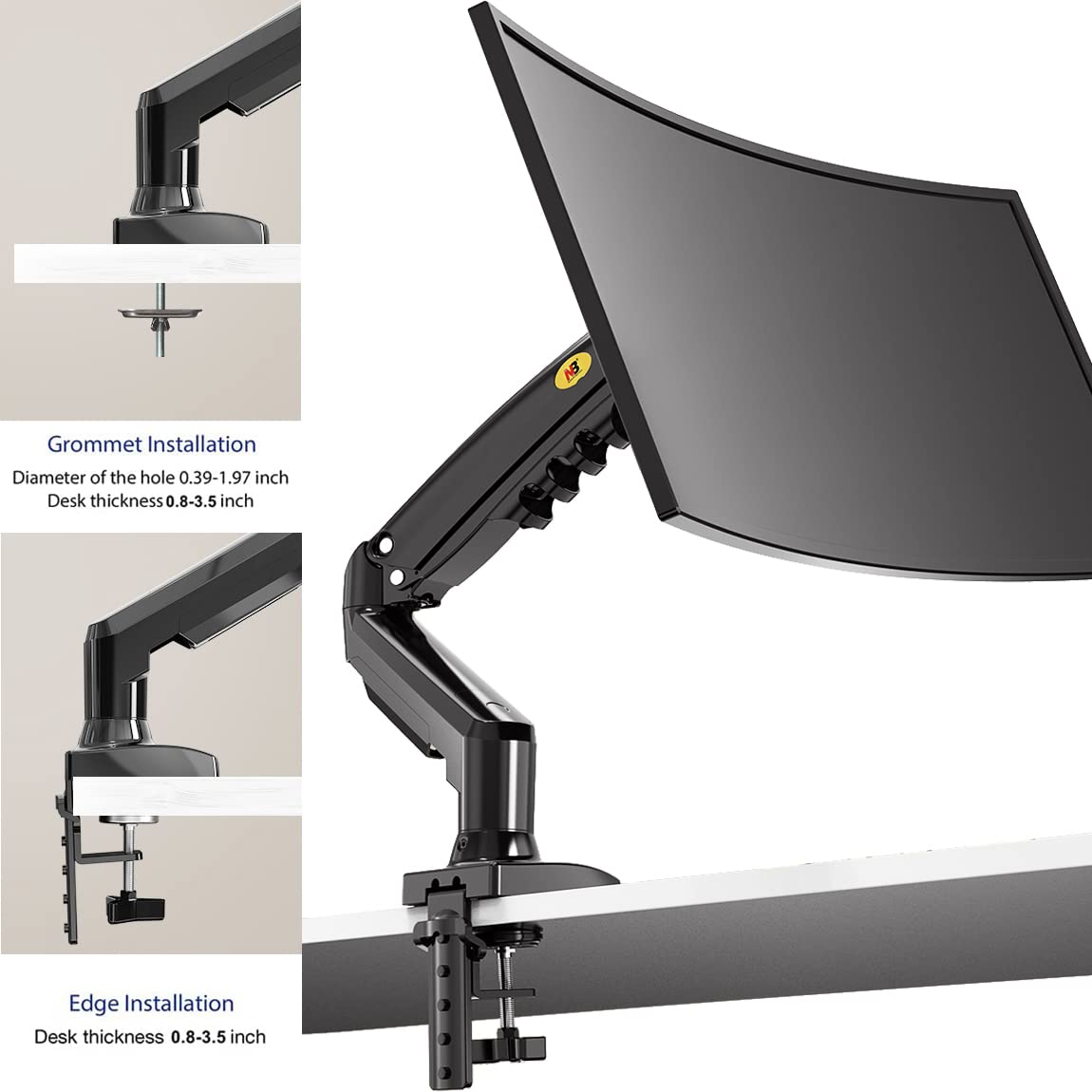 NB AV Mount Monitor Desk Mount Stand Full Motion Swivel Monitor Arm with Gas Spring for 17-30''Monitors(Within 4.4lbs to 19.8lbs) Computer Monitor Stand ZZ-F80-B
