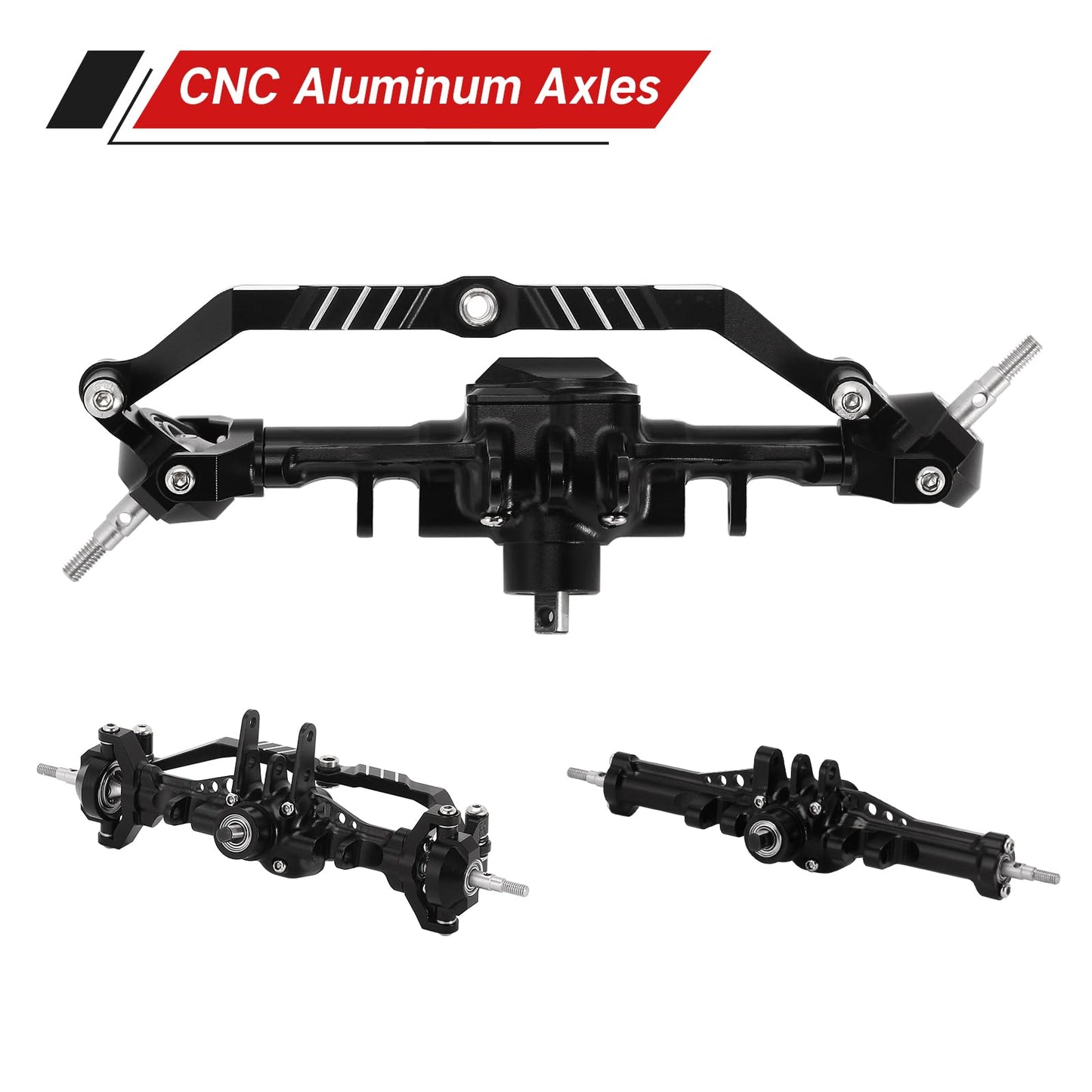INJORA 48g Front and 42g Rear Axles Set - +4mm Extended Aluminum Complete Axles for TRX4M Upgrade 1/18 RC Crawler Car