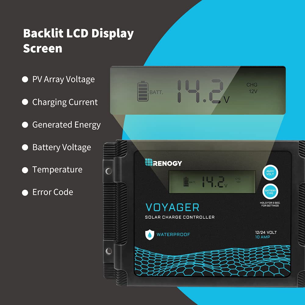 Renogy New Edition Voyager PWM Waterproof Solar Charge Controller (20A)