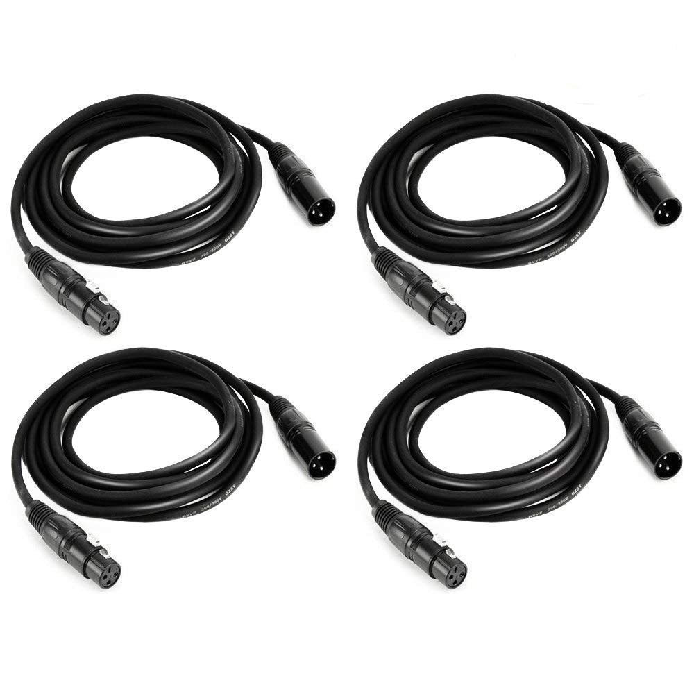 MFL. DMC-3 DMX Cable 3 Pin Signal XLR Male to Female 10.2ft DMX Wires for Stage Lighting DJ Lights Pack of 4