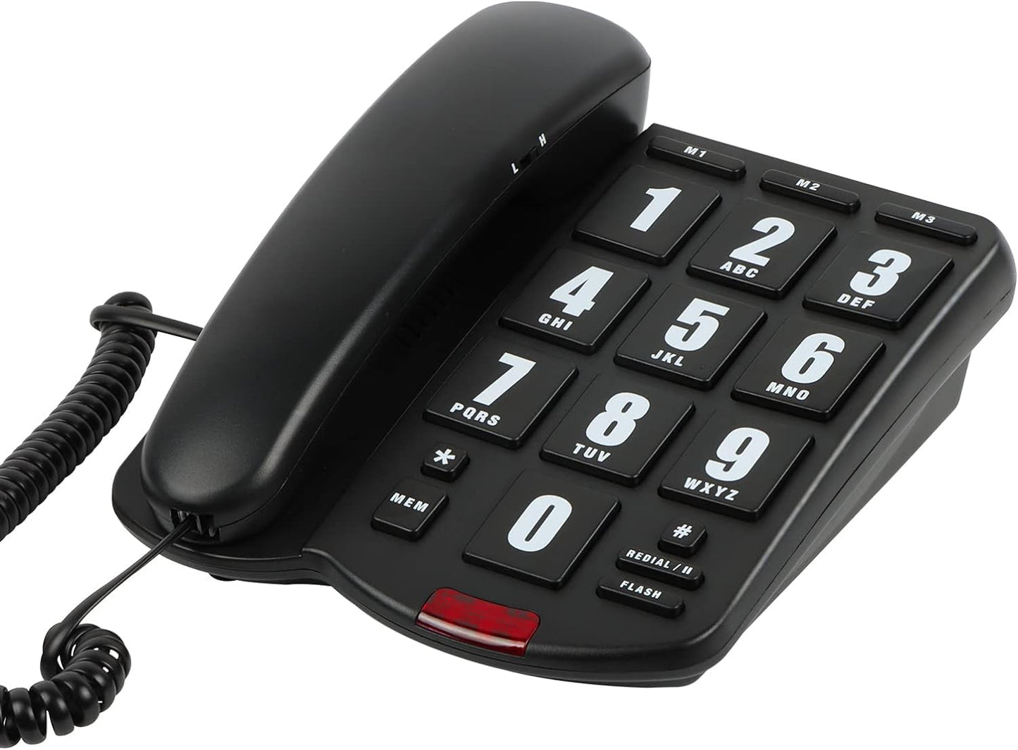 Big Button Telephone with Loud Volume, Uvital Landline Phone Support Adjustable Volume and One-Touch Speed Dials, Multifunctional Corded Telephone for Seniors, Home and Front Desk (Black)