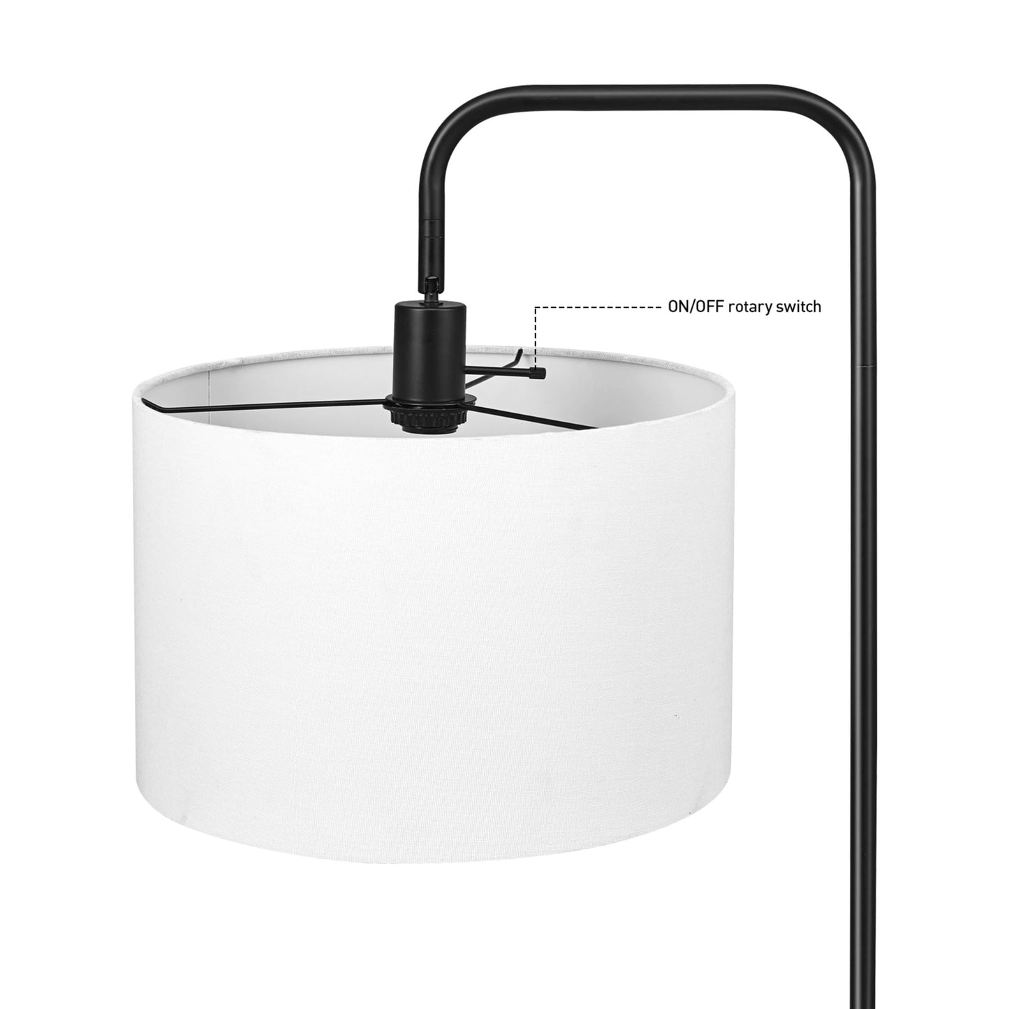 Globe Electric 67065 Barden 58" Floor Lamp, Matte Black, White Linen Shade, On/Off Socket Rotary Switch