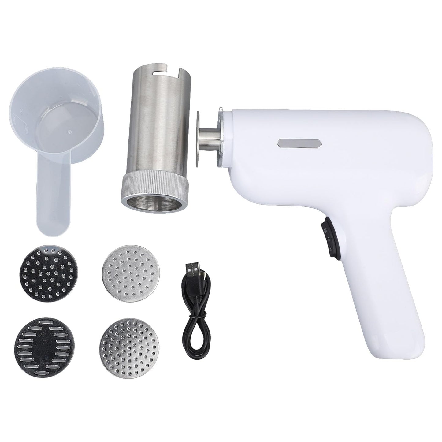 Pwshymi 1PCS Handheld Noodle Maker with 5 Pasta Mold for Making Different Shapes of Noodles, Automatic Electric Pasta Maker Machine, 2000mah Battery Operated for Home Use