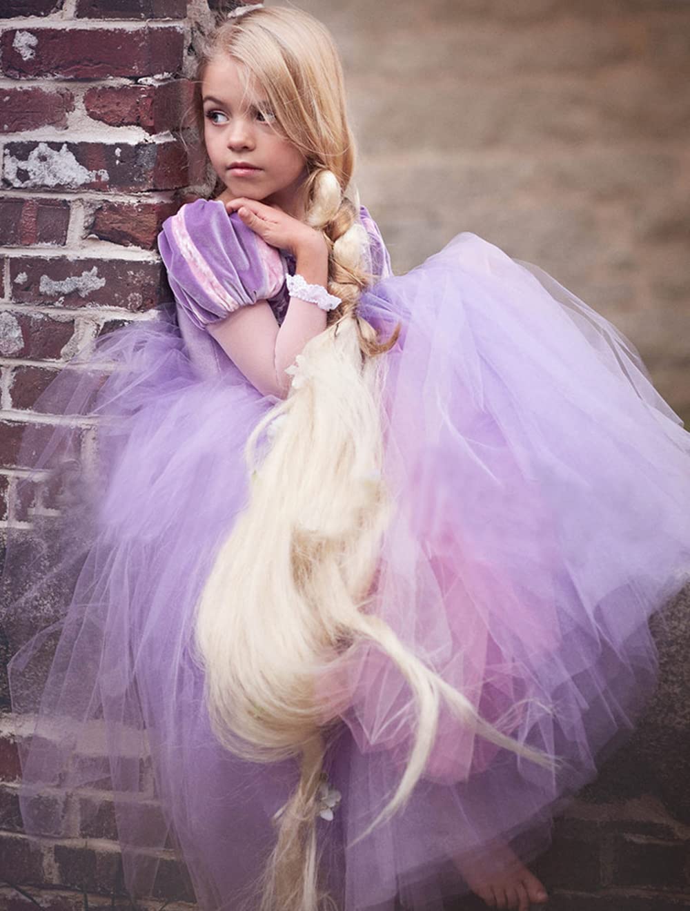 Axaxa Rapunzel Costume for Girls Rapunzel Dress Birthday Party Halloween Costume Cosplay Dress up for Little Girls 2-11 Years