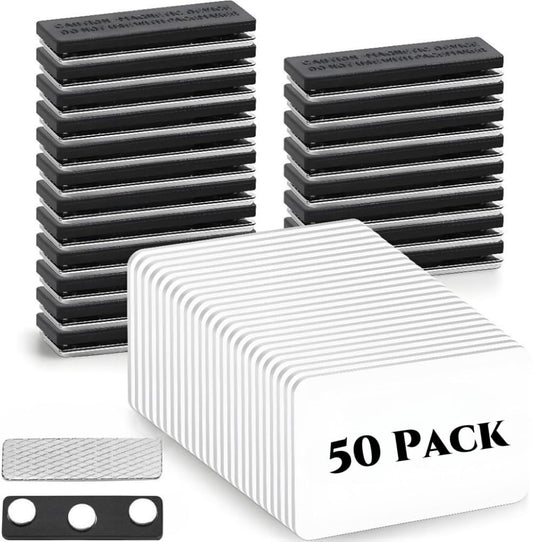 Magnetic Name Tags, 50-Pack Engravable Name Badge with 3 Strong Magnets, 1.5" X 3" Reusable Name Tags, Blank DIY Magnetic Badge Holders for Office School Business Events