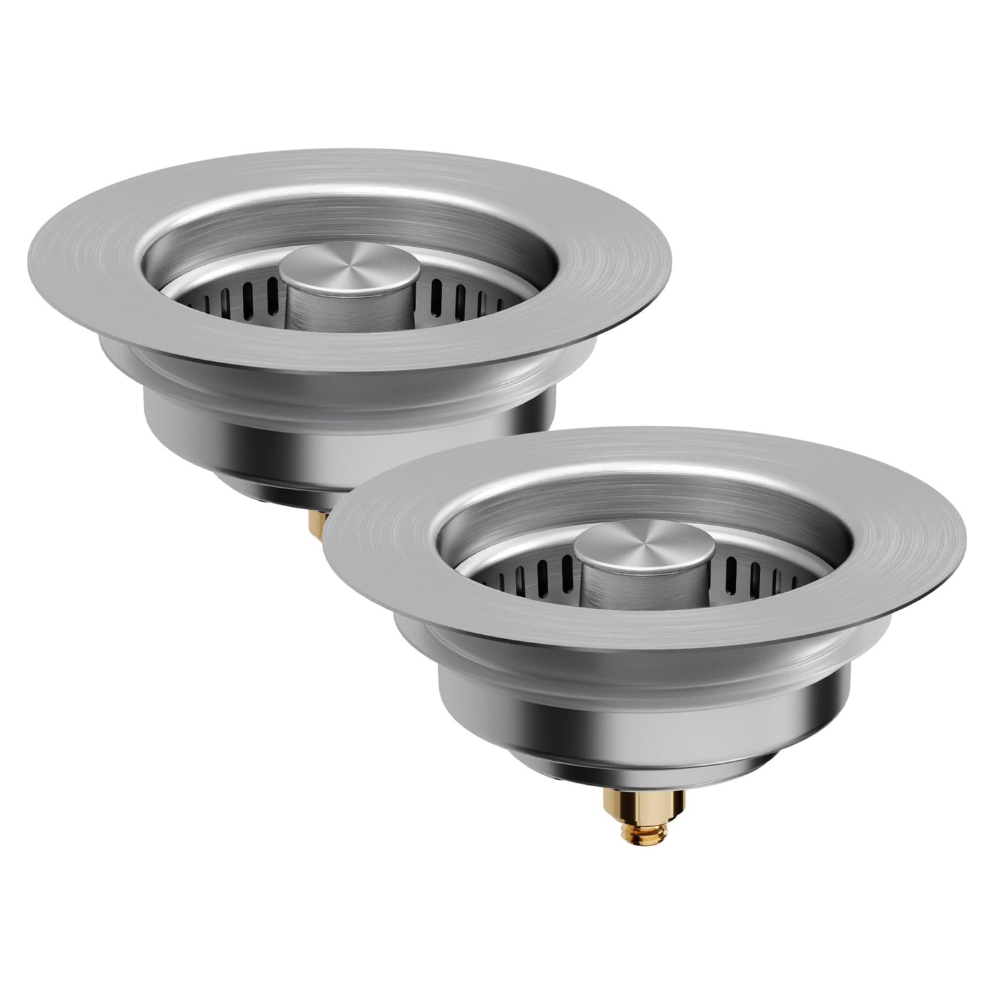 Kitchen Sink Drain Strainer 3-in-1, Stainless Steel Pop-Up Sink Stopper with Copper Bounce Core, Anti-Clog Food Catcher Basket, Universal Brass Strainer for US Standard 3-1/2 Inch Drains (2)