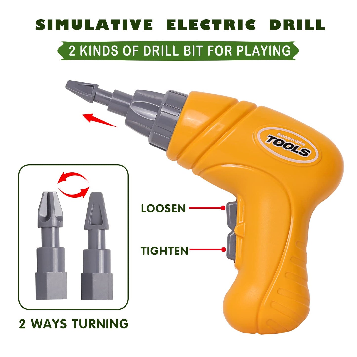 LOYUEGIYO Take Apart Dinosaur,Children Learning Construction Educational Building Dinosaur Toy for 3 4 5 6 7 Year Old Kid Boy Girl,STEM Toy Birthday Gift (1 Electric Drill&4 Hand Drill Tools)