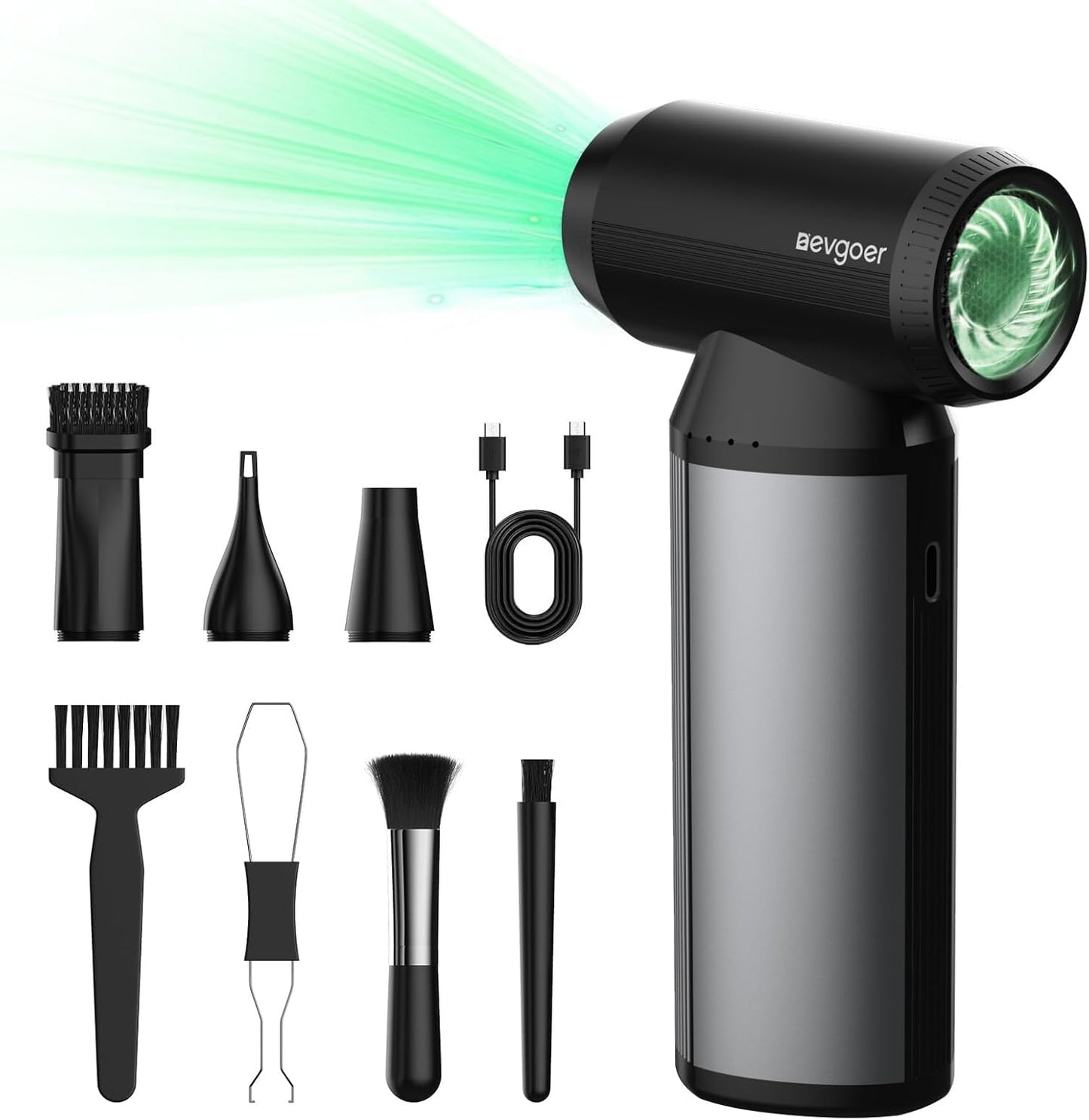 EG evoger Electric Air Duster,180000RPM Super Power Handheld Cordless Air Duster 6000mAh 3-Gear Adjustable Dust Blower for Computer, Keyboard, Outdoor, House