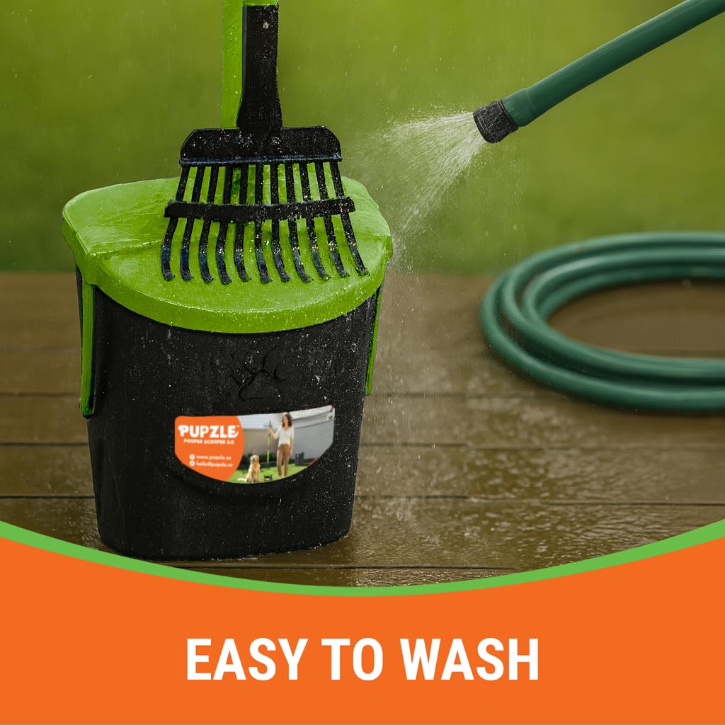 Pupzle Dog Pooper Scooper with Bag Attachment, 40" Long Handle Pooper Scooper for Large Dogs Heavy Duty, Metal Dog Poop Scoop for Yard, Large Capacity Bin and Rake with 25 Refill Bags for Dogs