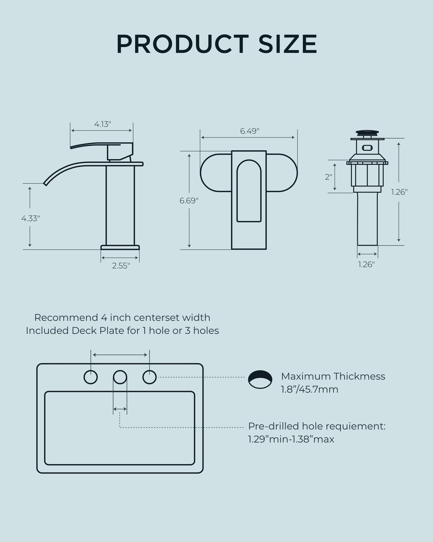 FORIOUS Bathroom Faucet, Single Handle Black Bathroom Faucet, Bathroom Sink Faucet Stainless Steel Single Hole Lavatory Faucet, Bathroom Vanity Faucet with Pop Up Drain (One or 3 Hole), Matte Black