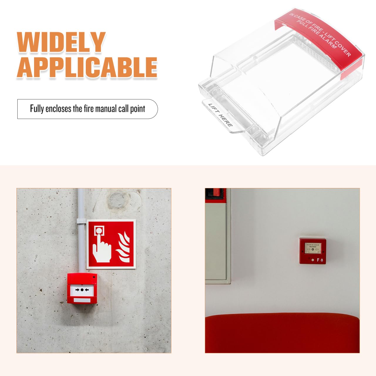 8.45 * 5.11 * 2.16Inch Fire Alarm Cover,Fire Pull Station Cover Full Coverage Protector - Easy Installation for Manual Pull Stations