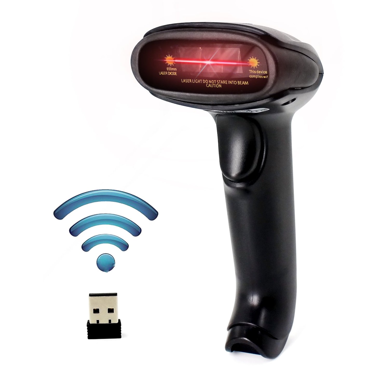 USB Wireless Barcode Scanner,Symcode 2.4GHz Handheld Automatic Laser Barcode Scanner Reader with Receiver Storage of up to 5000 Code (2.4GHz Wireless & USB2.0 Wired)