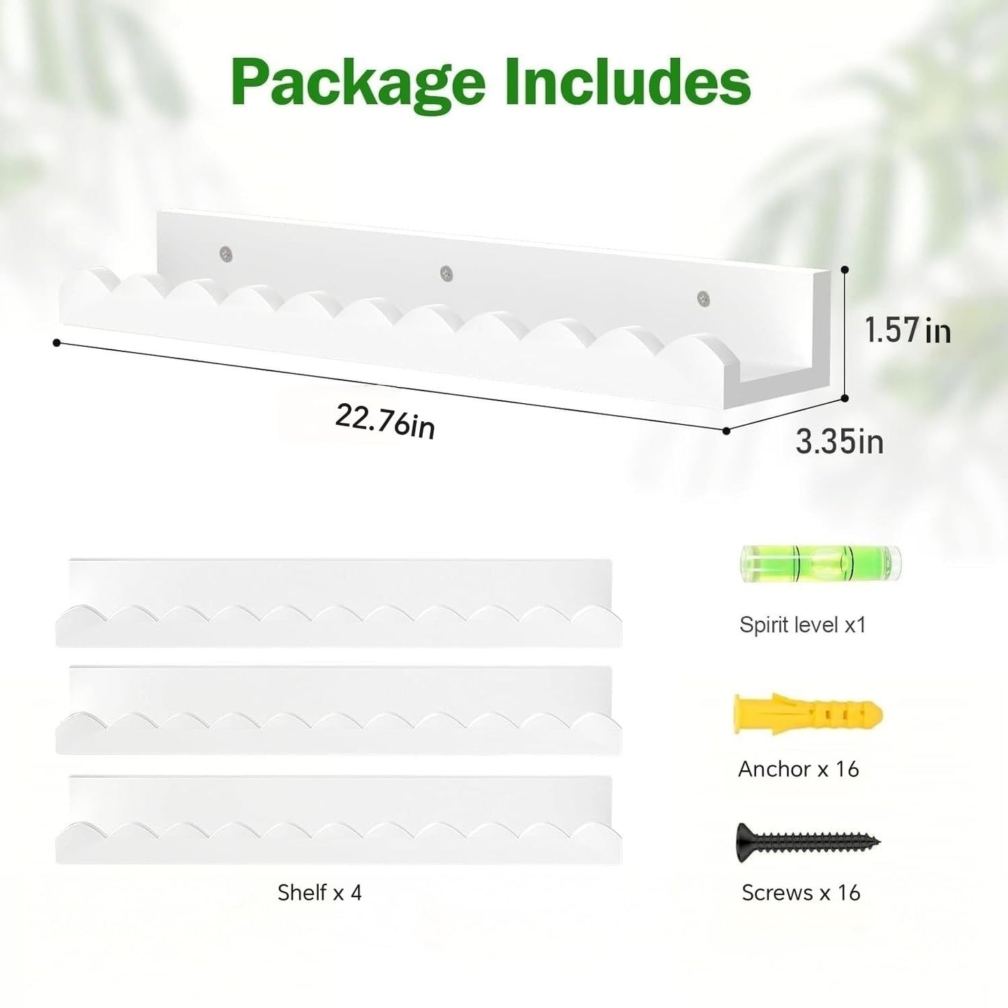 Watelife Nursery Book Shelves, 4-Pack White Floating Shelves for Wall Kids, Scalloped, Wall Book Shelve for Bedroom Kids, Toddler Room, Baby Room, Nursery Decor(Medium 23 Inches)