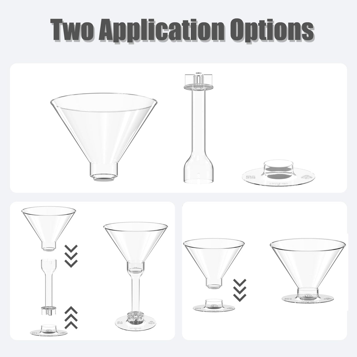 WUWEOT 60 Pack Plastic Martini Glasses, 5 Oz Unbreakable Tall Cocktail Glasses, Reusable Appetizer Dessert Cups Drinkware for Home Bar Restaurant Party Supply