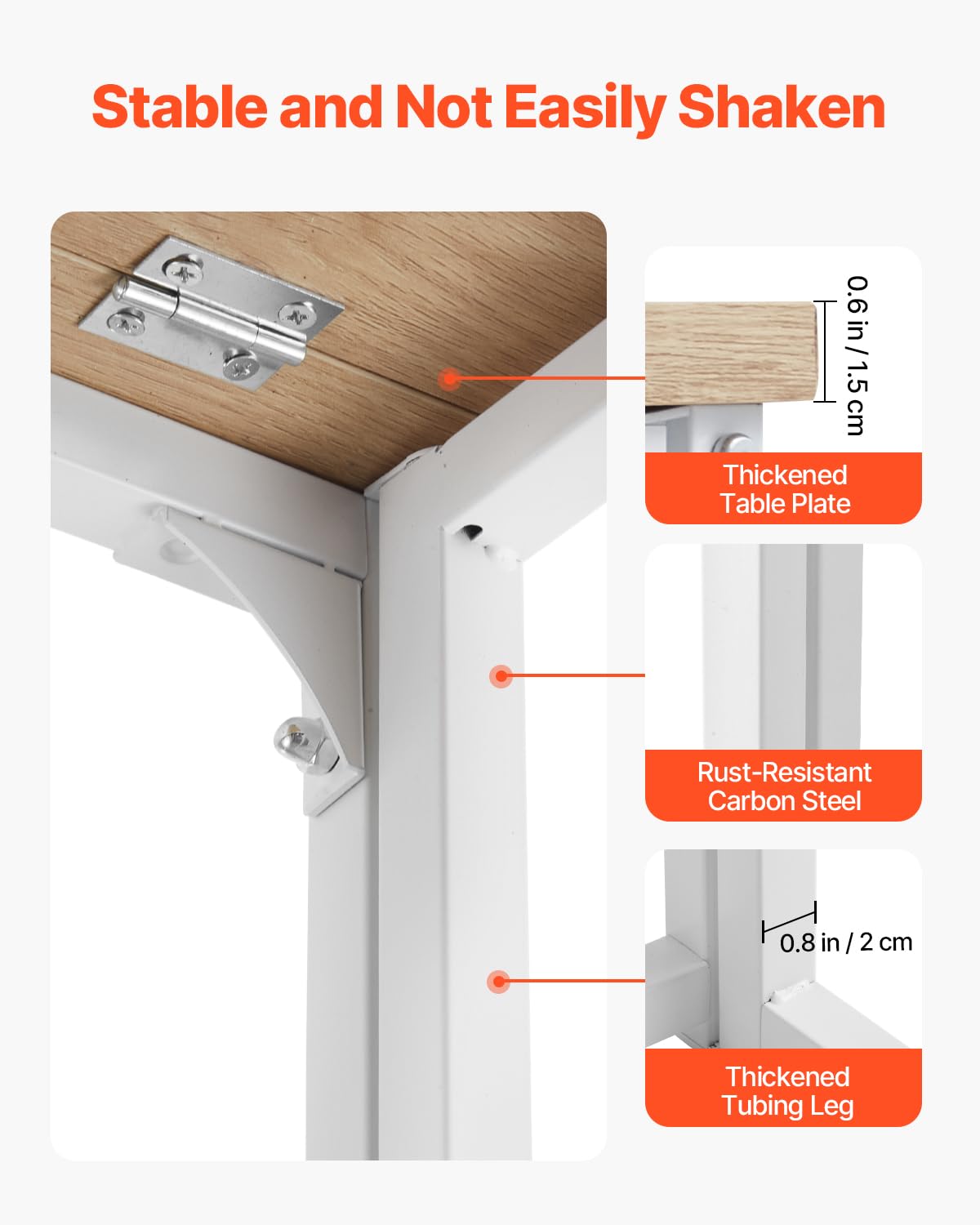 VEVOR Folding Desk, 31.5" Foldable Table for Small Spaces with Storage Hooks, Space Saving Computer Table, Writing Workstation for Home Office, Easy Assembly, Oak