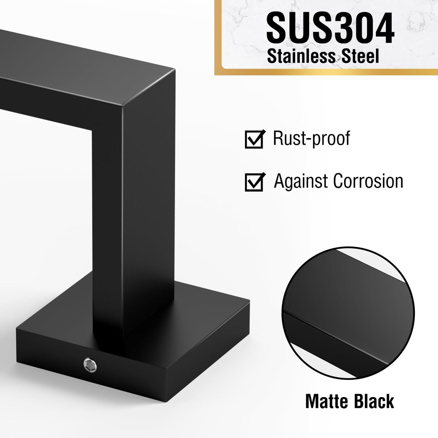 HITSLAM Towel Bar 30 Inch, Bathroom Kitchen Towel Holder SUS304 Stainless Steel, Towel Rack Wall Mounted, Modern Home Decor with Hardware Accessories, Matte Black