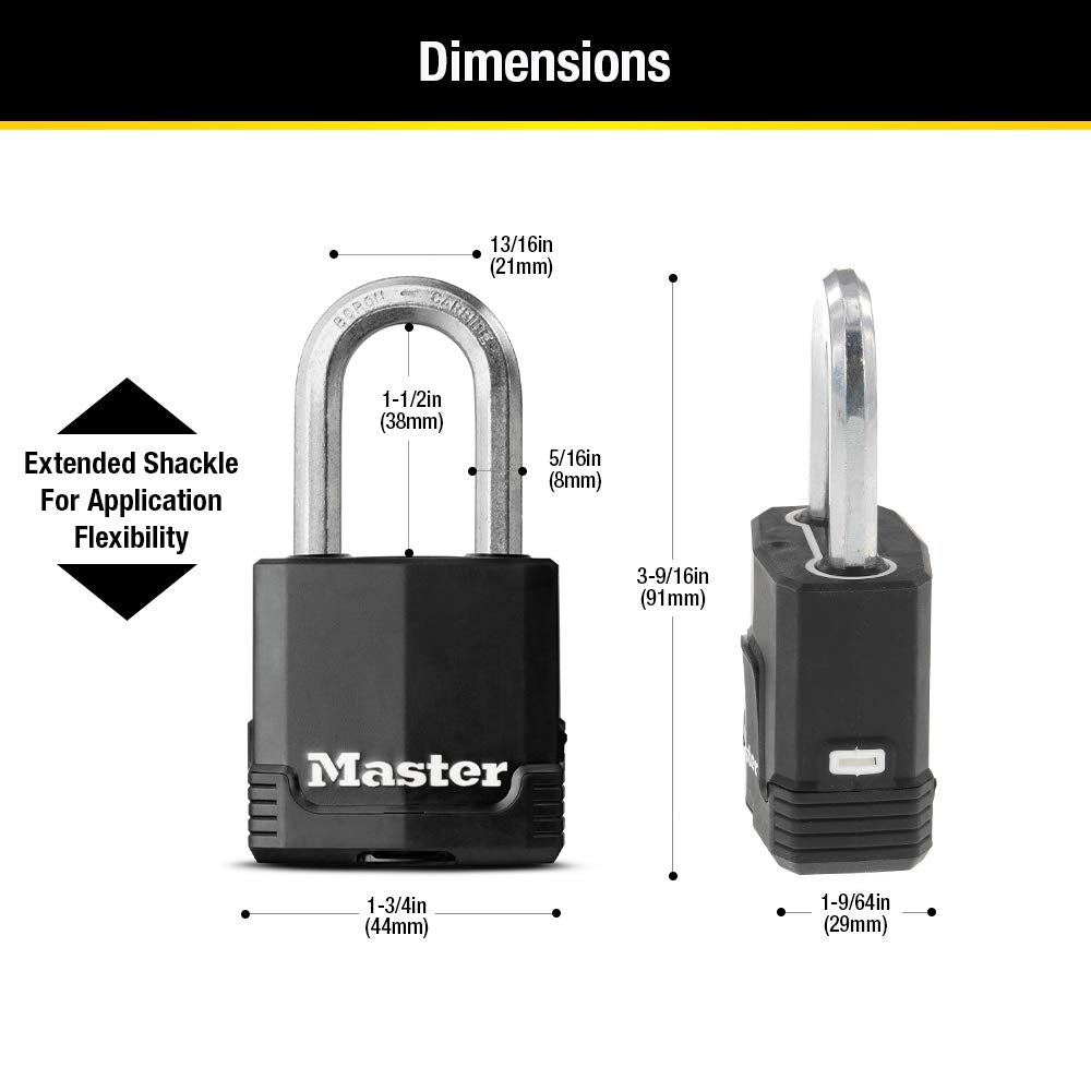 Master Lock Magnum Heavy Duty Outdoor Padlock with Key, 1 Pack M115XDLF