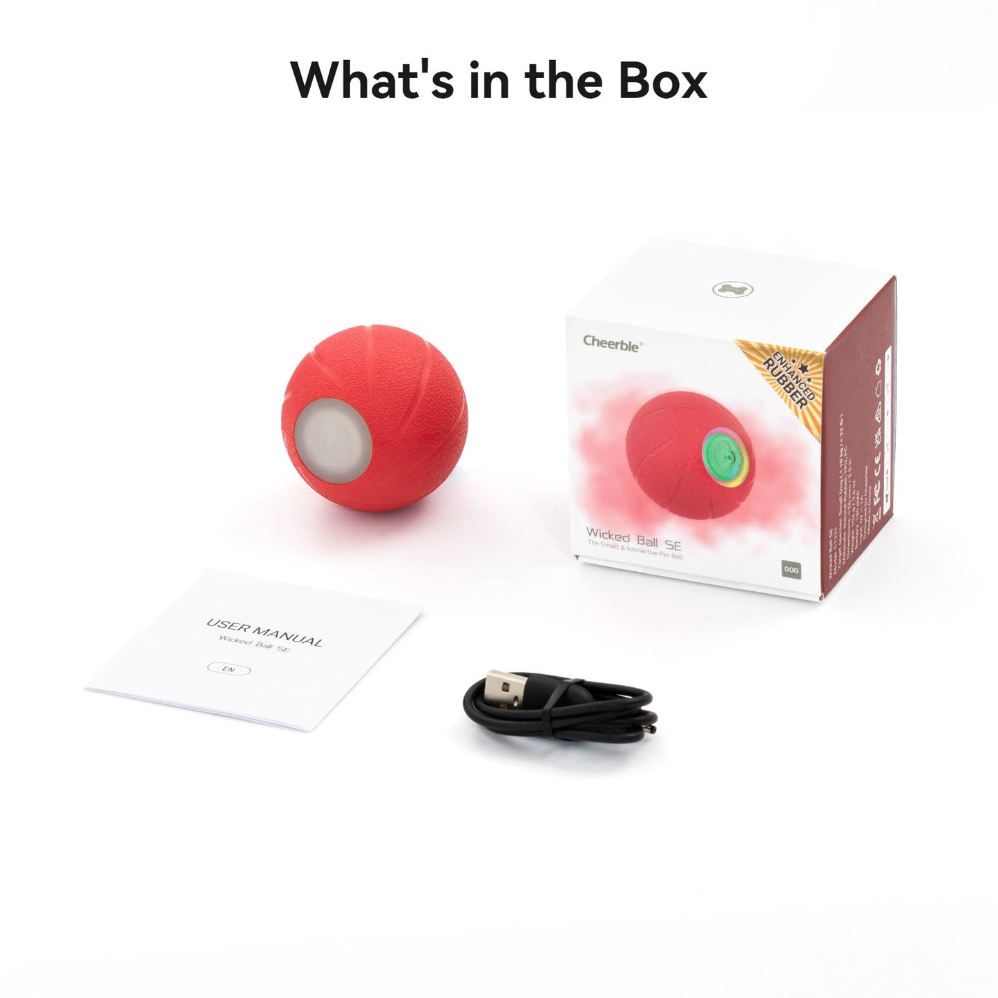 Cheerble Smart Interactive Dog Toys, [Enhanced Rubber] Wicked Ball SE, 3 Interactive Modes, Active Rolling Dog Toy with LED Lights, Self Moving Bouncing Rotating Ball (Small Dog)