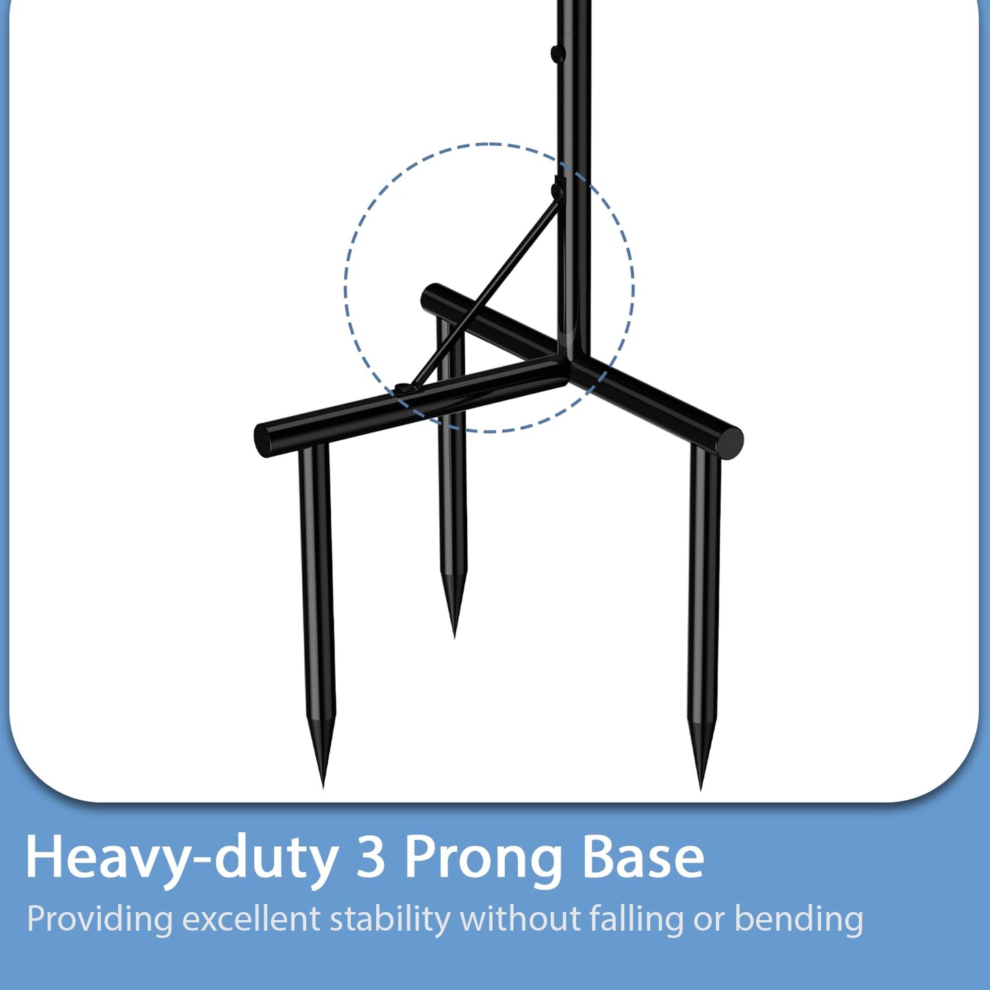 Shepards Hooks for Outdoor 2 Pack Bird Feeder Pole 92 Inch Tall Adjustable Heavy Duty Garden Plant Hangers with 3 Base Prongs for Hanging Plant Baskets, Solar Lights, Wedding Decor, Lanterns, Black