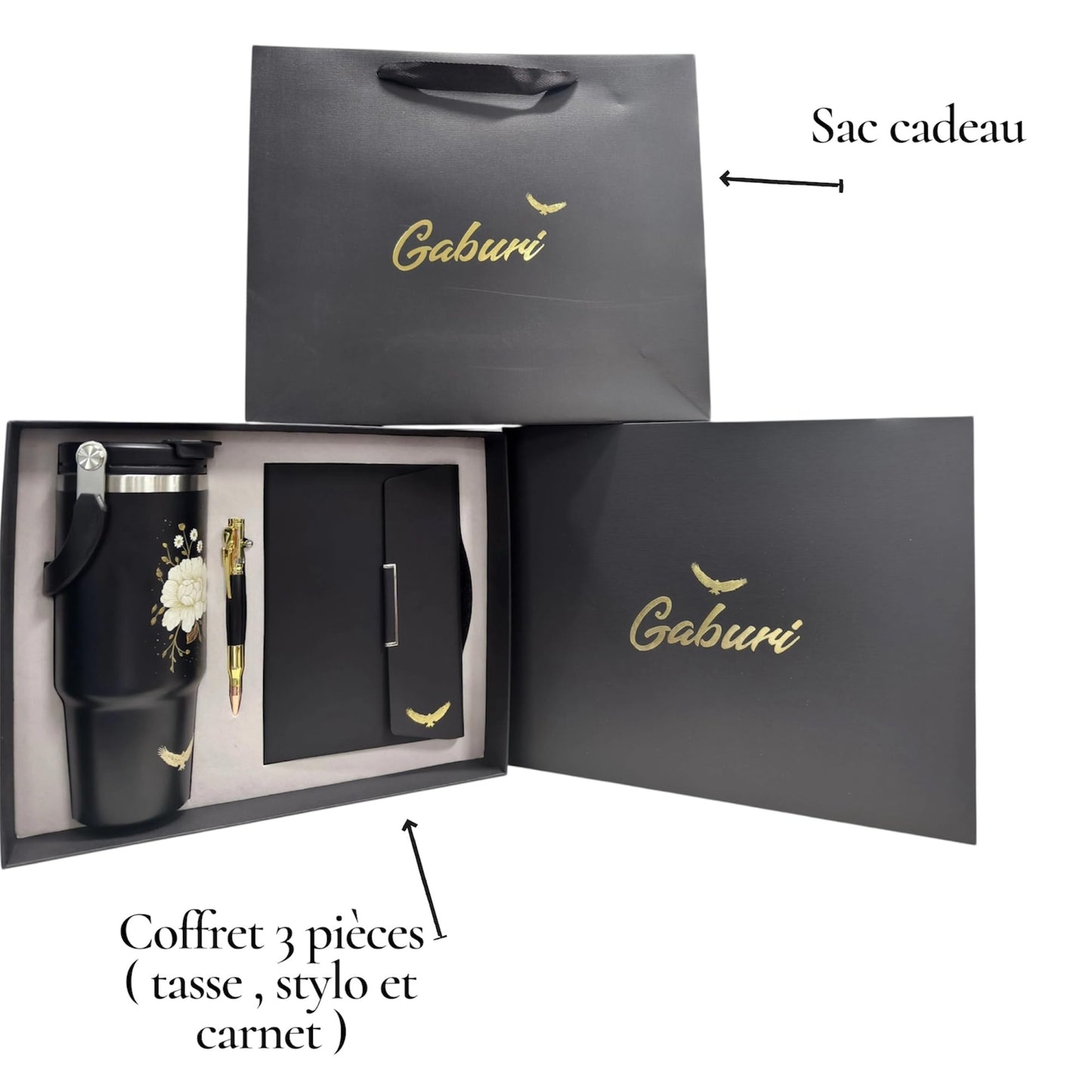 coffret Cadeau Pour Femme PRET a offrir, 3 Pieces, bouteille isotherme 40oz, stylo et carnet de Notes, coffret Pour amies, Soeur, Maman, epouse, fille, sa Petite amie, collegue, Bestie