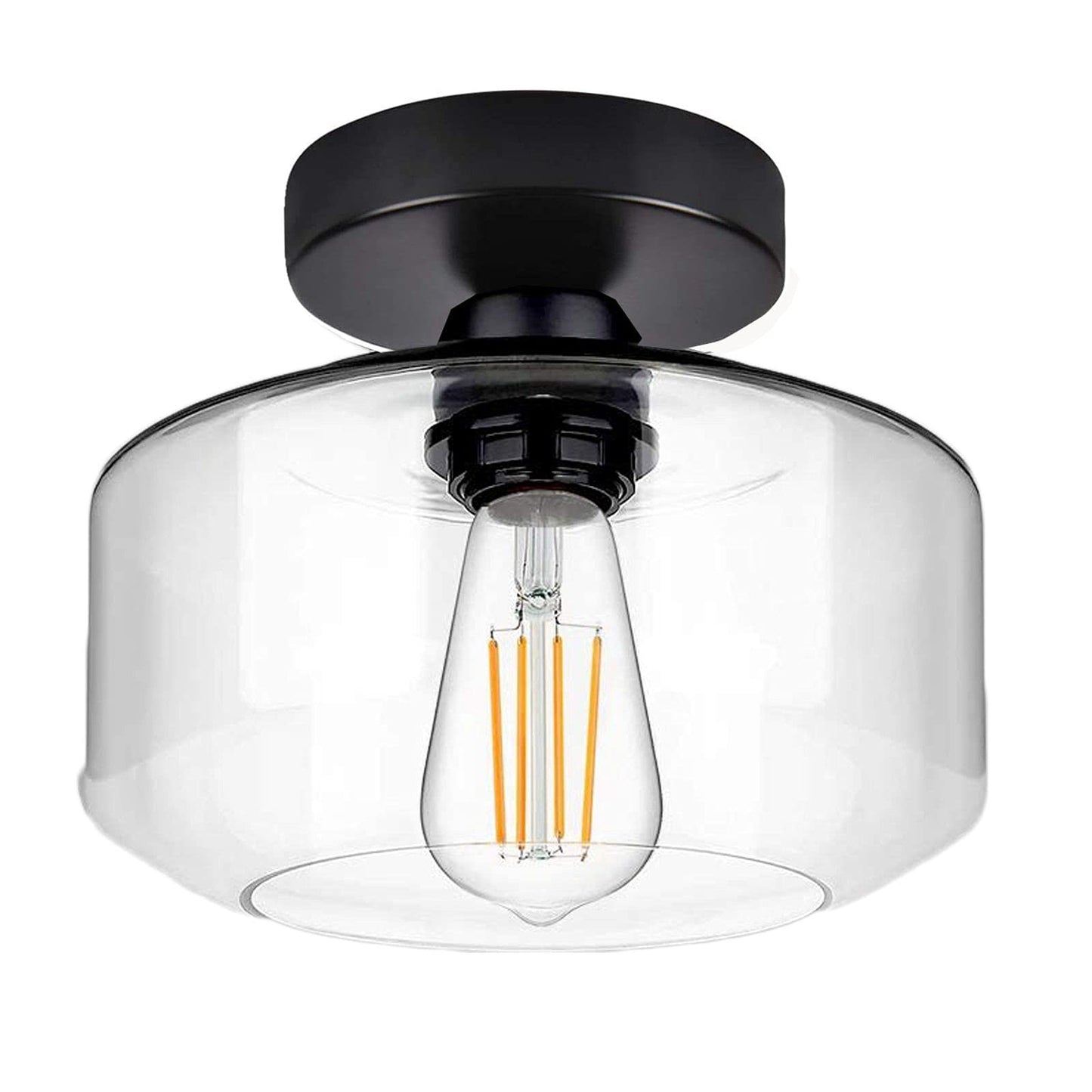 Semi Flush Mount Ceiling Light - Modern Ceiling Light Fixtures with Clear Glass Shade Bedroom Lights Ceiling for Living Room Dining Room Foyer Hallway Entryway (Textured Glass)