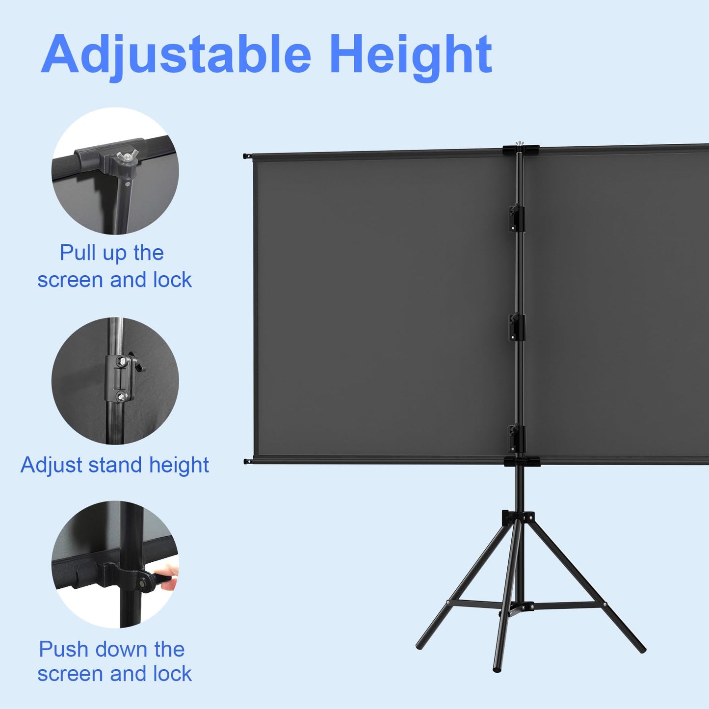 Projector Screen with Stand 100 inch,Indoor Outdoor Projection Screen with Black Backing,16:9 HD Premium Wrinkle-Free Tripod Screen for Projector with Storage Bag
